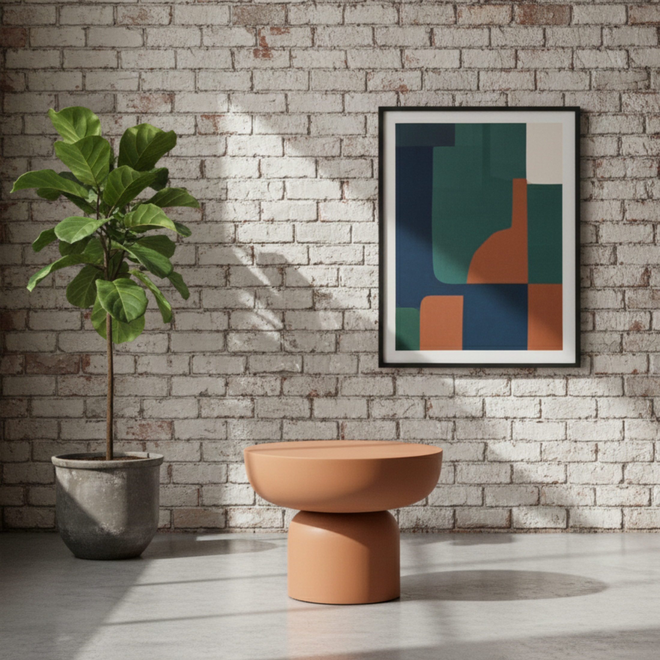 Sculptural "Pop" coffee table in round microcement, Ø 48x35 cm.