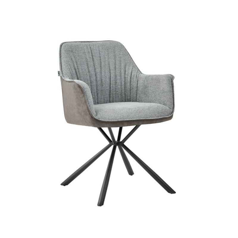 Set of "Comet" dining chairs upholstered in fabric and eco-leather with metal legs, 60x62 cm, 83h