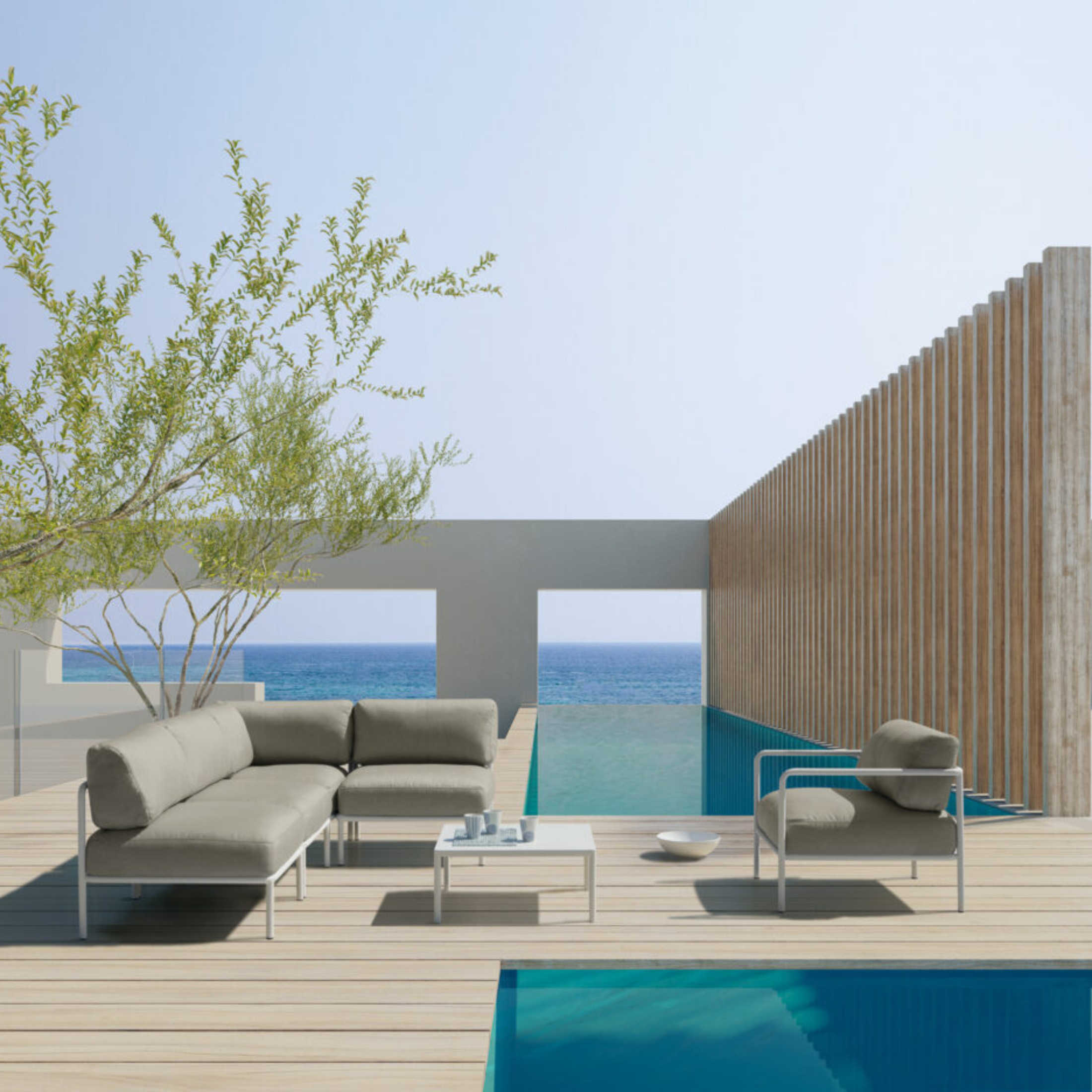 Module d'angle canapé en métal "Miami" avec coussins 80x80 cm 64h