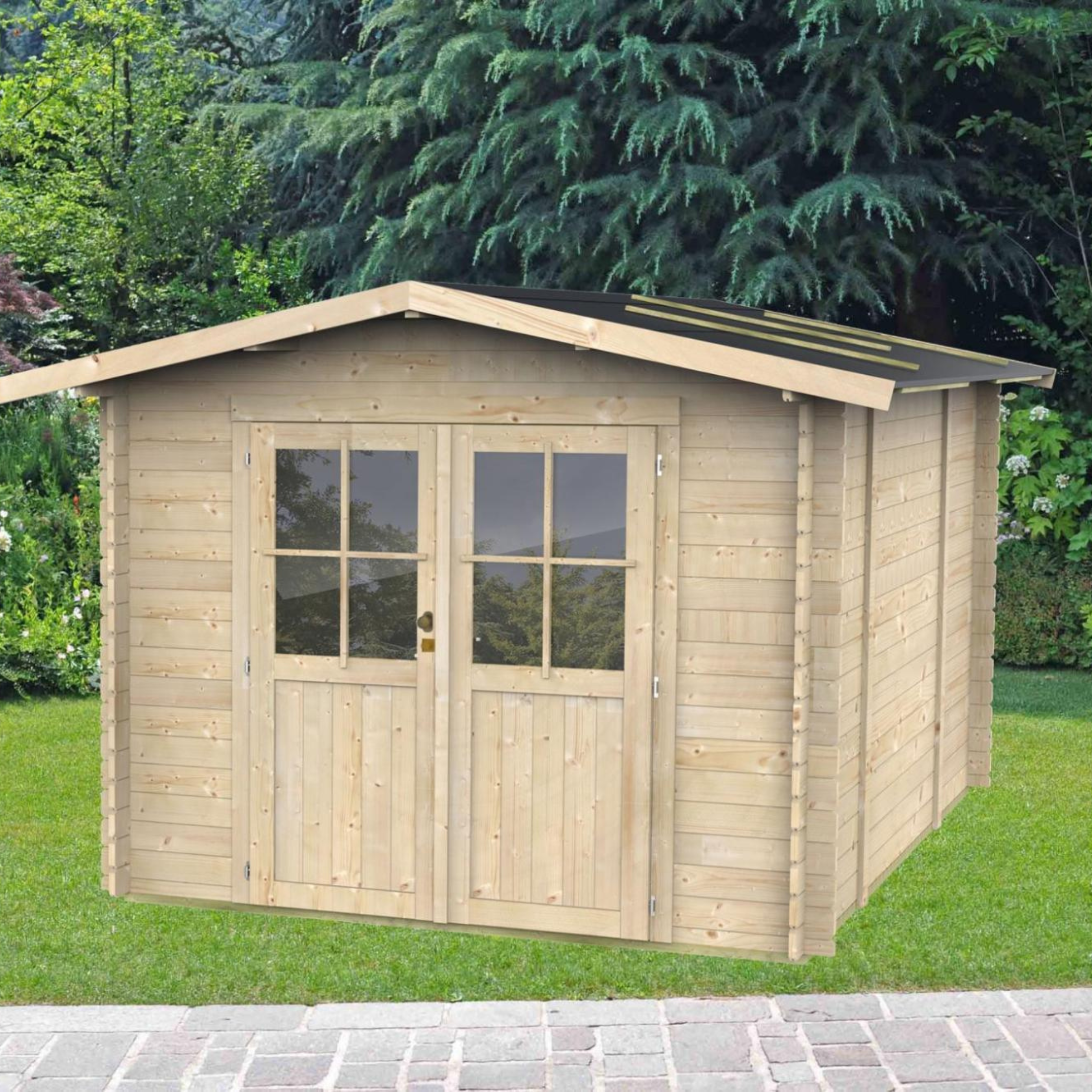 "Opera" wooden garden house, 300x250 cm, 219 cm high, double door with windows