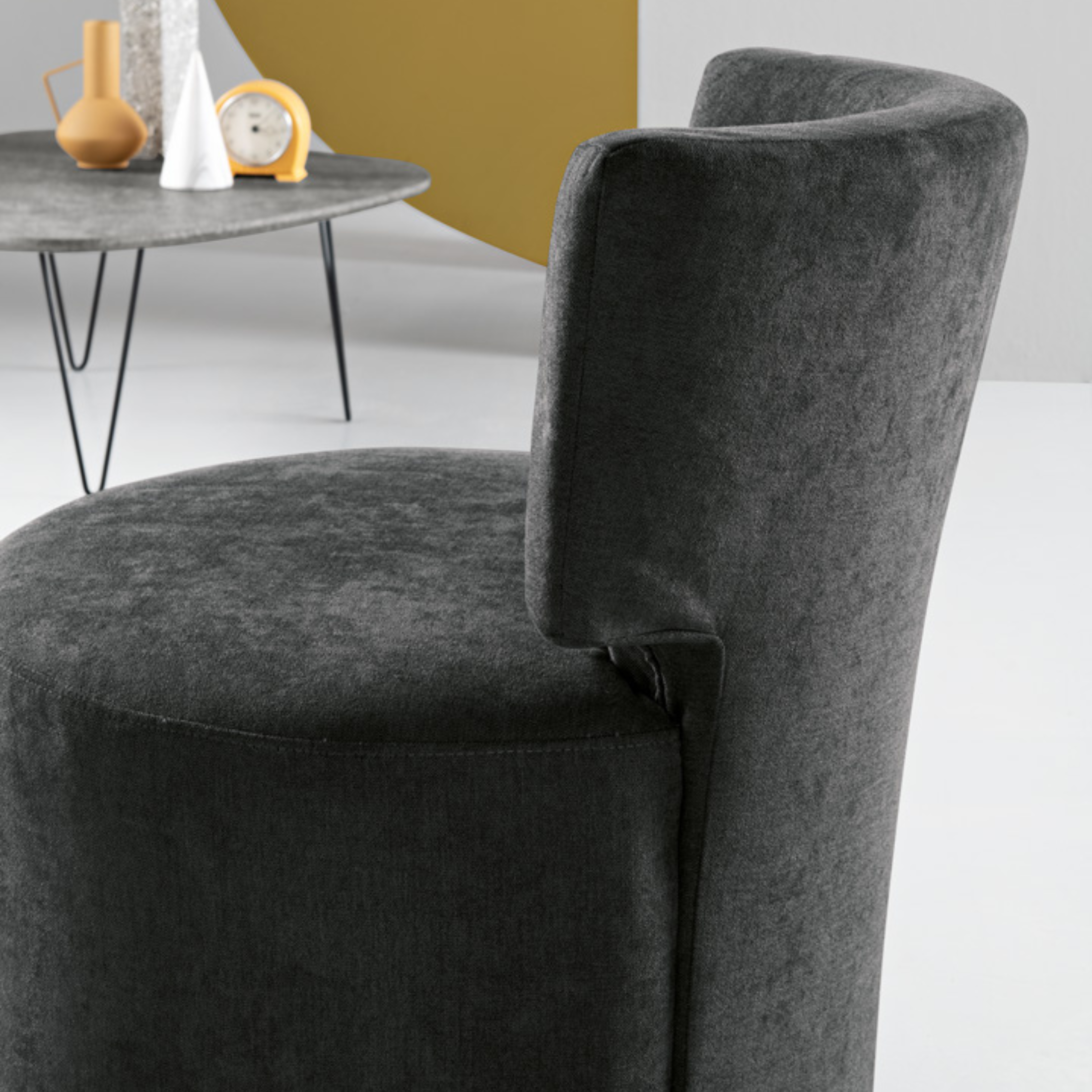 Elegant modern "Melva" armchair in fabric, 66x67 cm, 78h