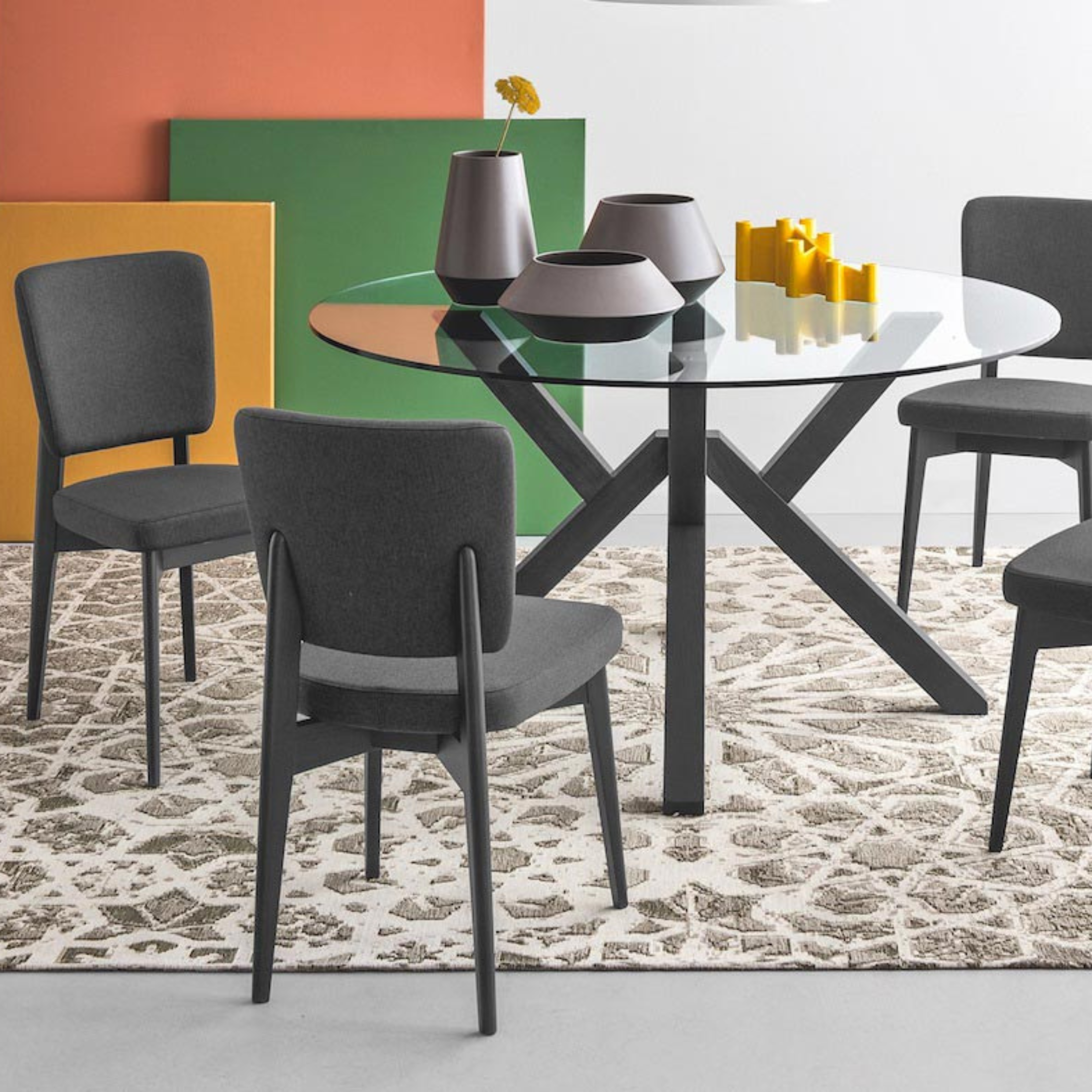 Set of "Escudo" living room chairs, solid beech wood frame, 45x53 cm, 85h