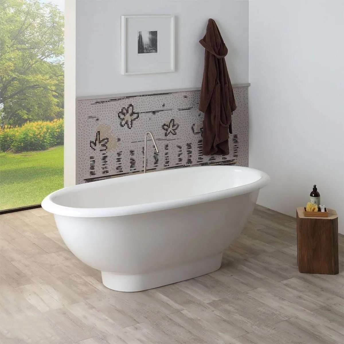 Vasca da bagno ovale freestanding "Rossana" in marmo ricomposto cm 181x80 63,3h - MondoViro
