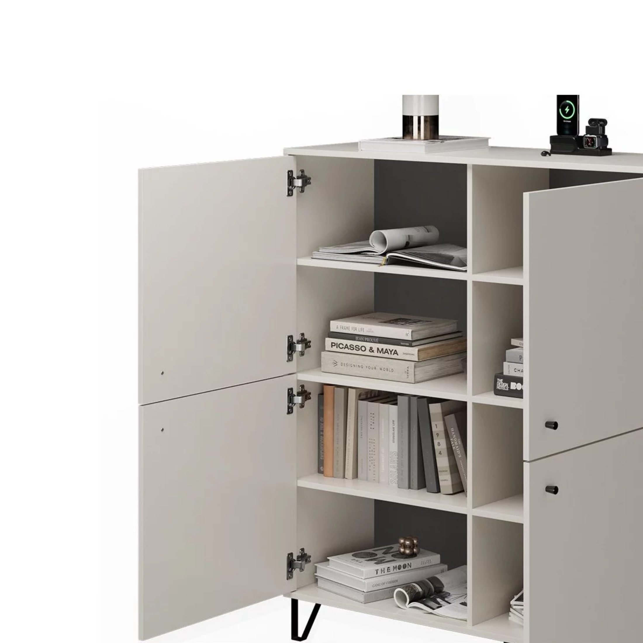 "Aldo" wooden sideboard with raised feet, 123x40 cm