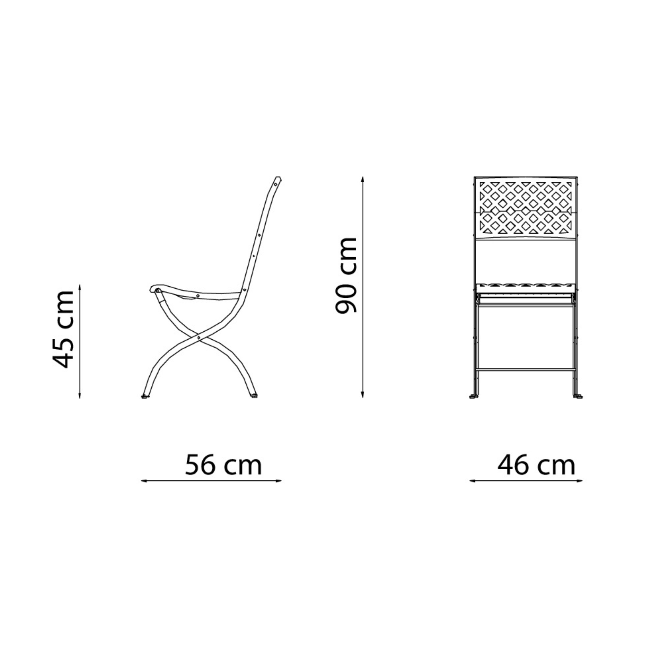 Set of modern folding metal garden chairs "Springtime" 45x56 cm 90h