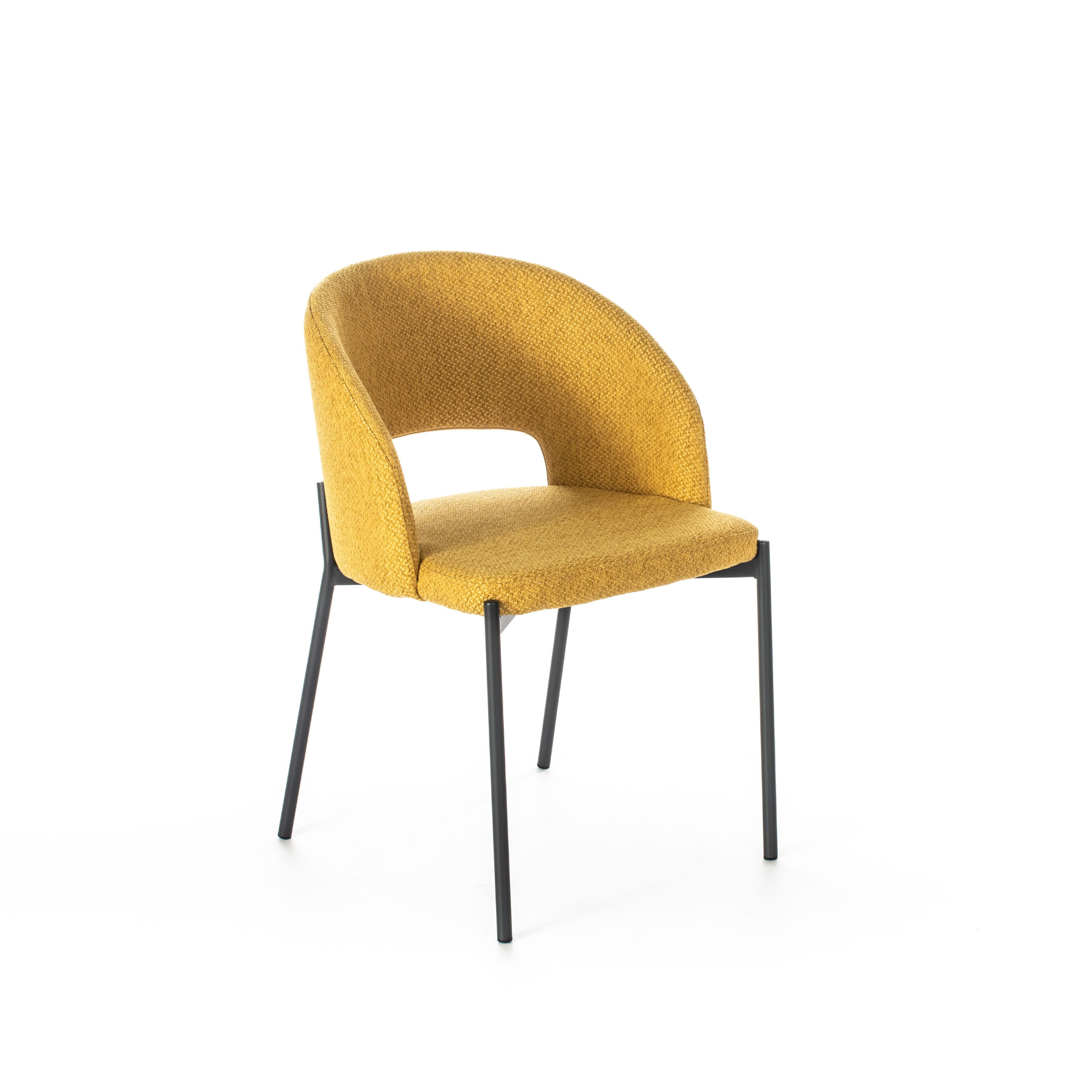Set of modern upholstered "Erica" dining chairs in fabric, 56x52 cm, 78.5 cm high.