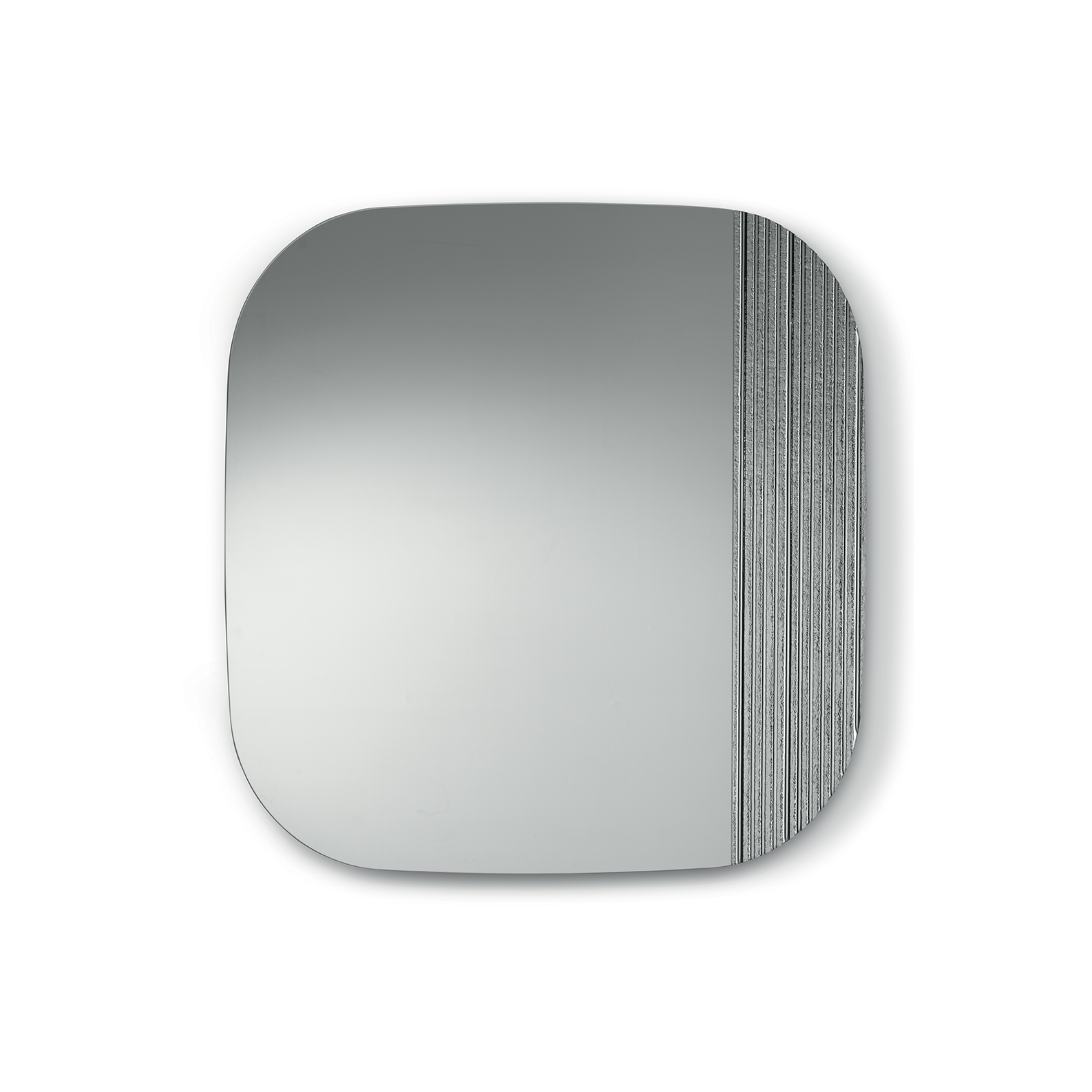 "Axis" modern shaped wall mirror with striped insert