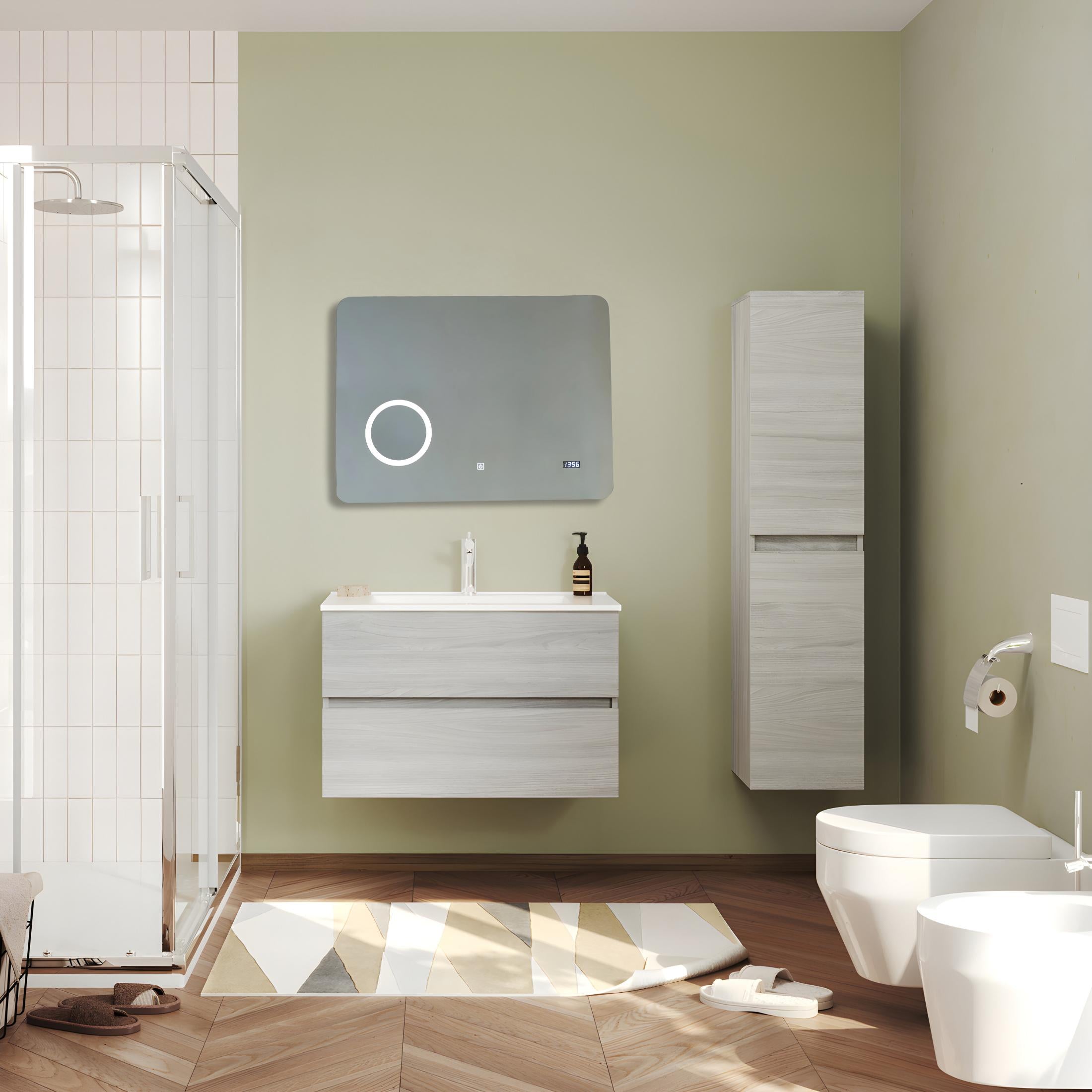 "Zamas" LED mirror with magnifying lens and digital touch clock