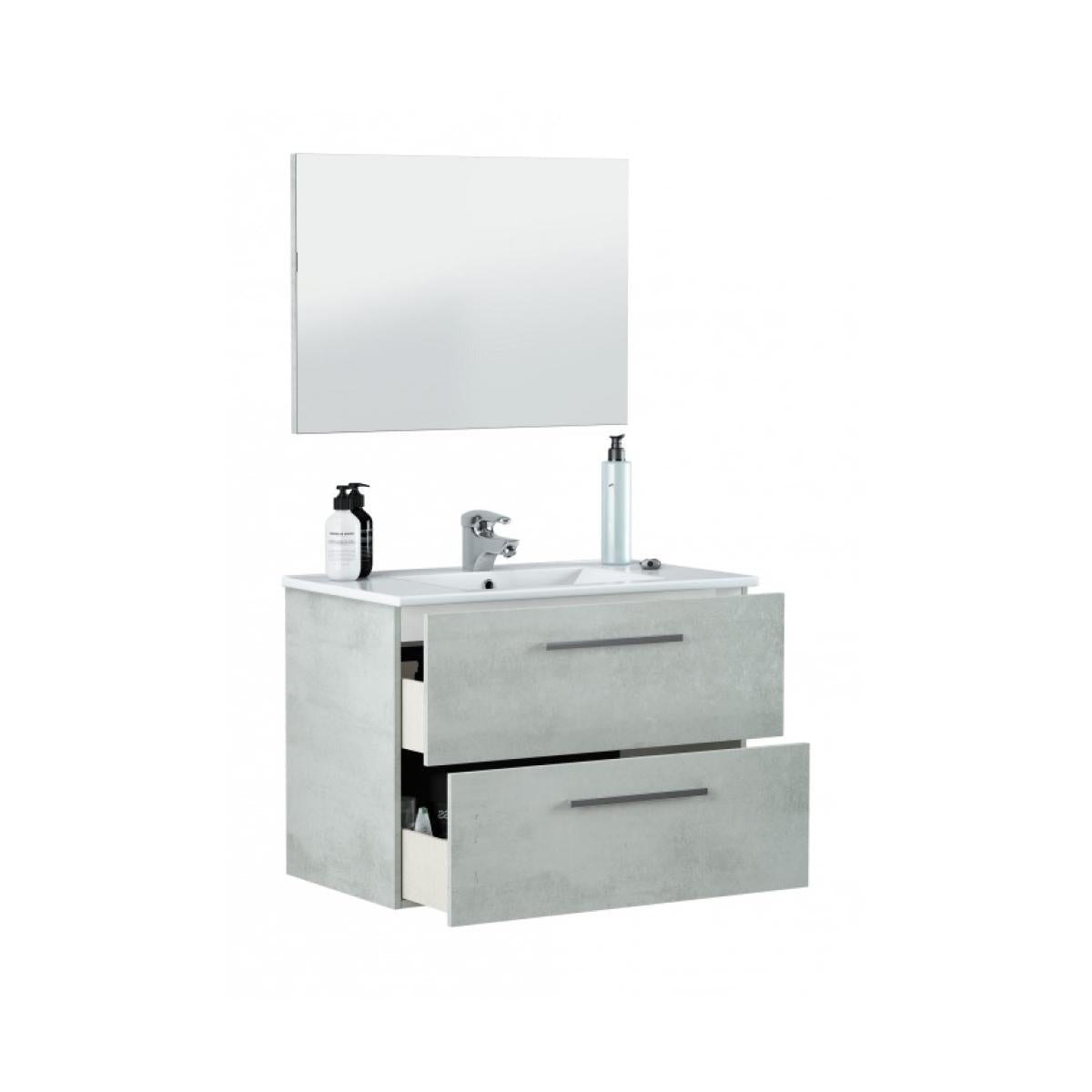 "Aruba" wall-mounted wooden chest of drawers under the sink with mirror, 80x45 cm, 57 cm high