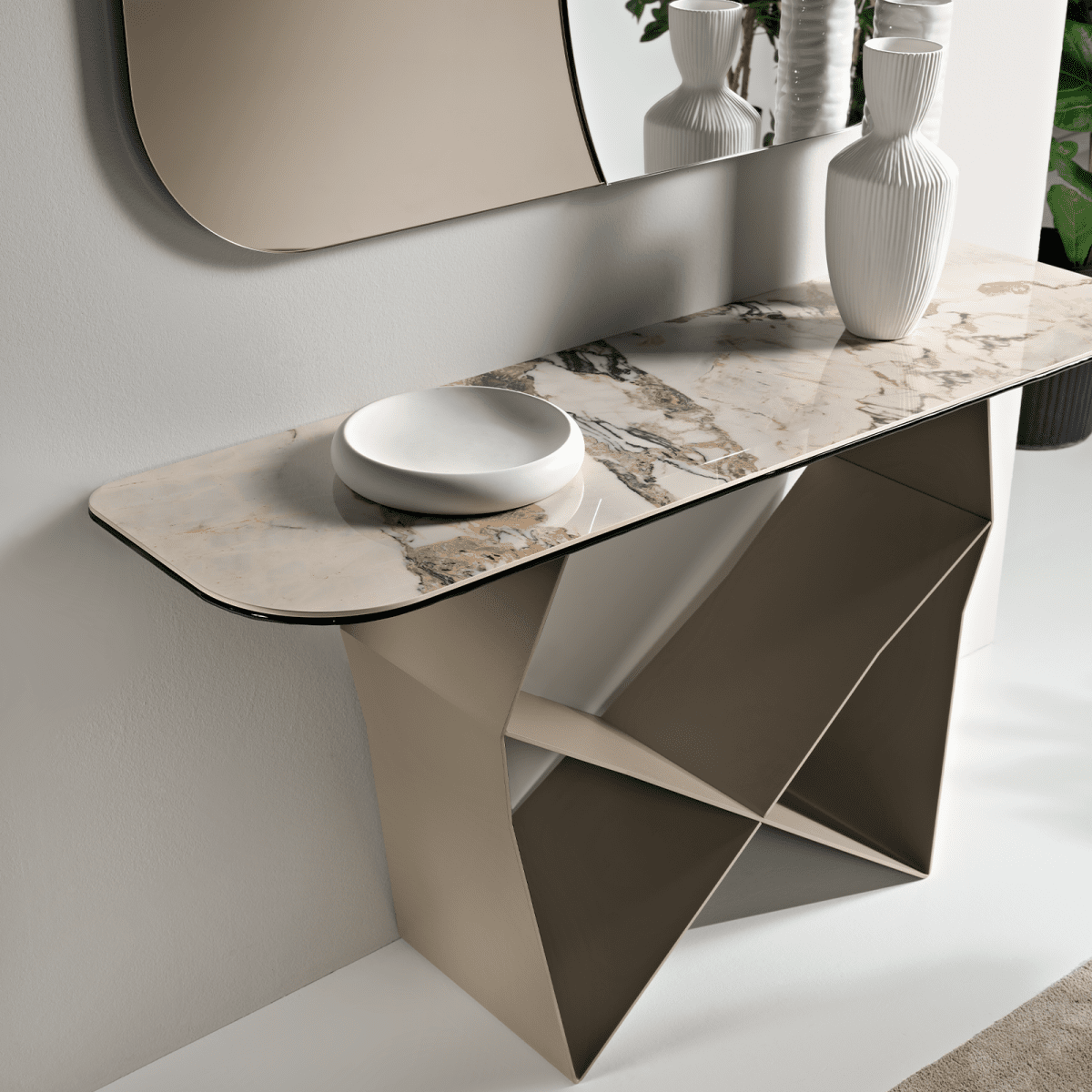 Consolle "Forma" con base in metallo verniciato cm 140x40 76h - MondoViro