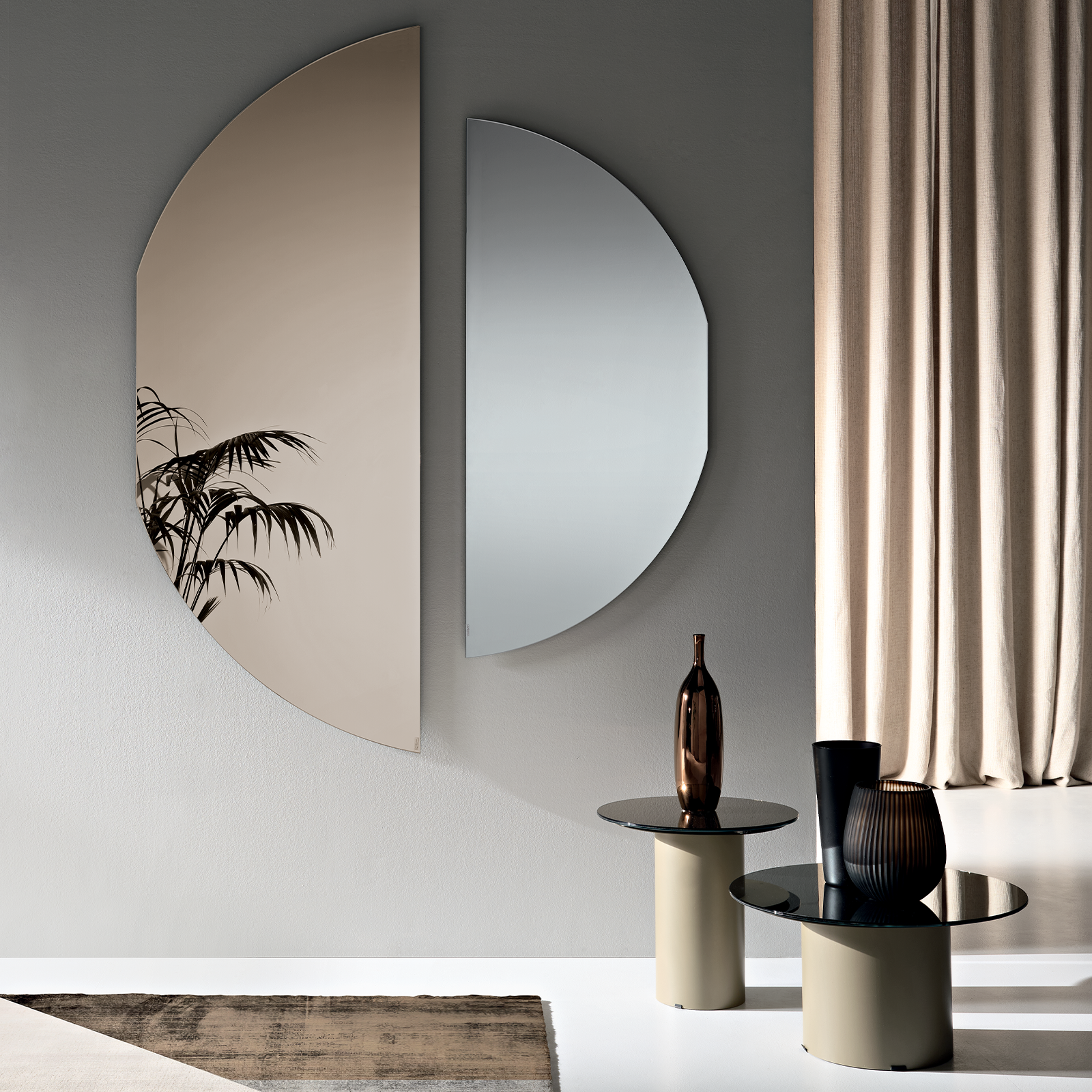 Modern frameless "Fusion" shaped mirror with a versatile and contemporary design