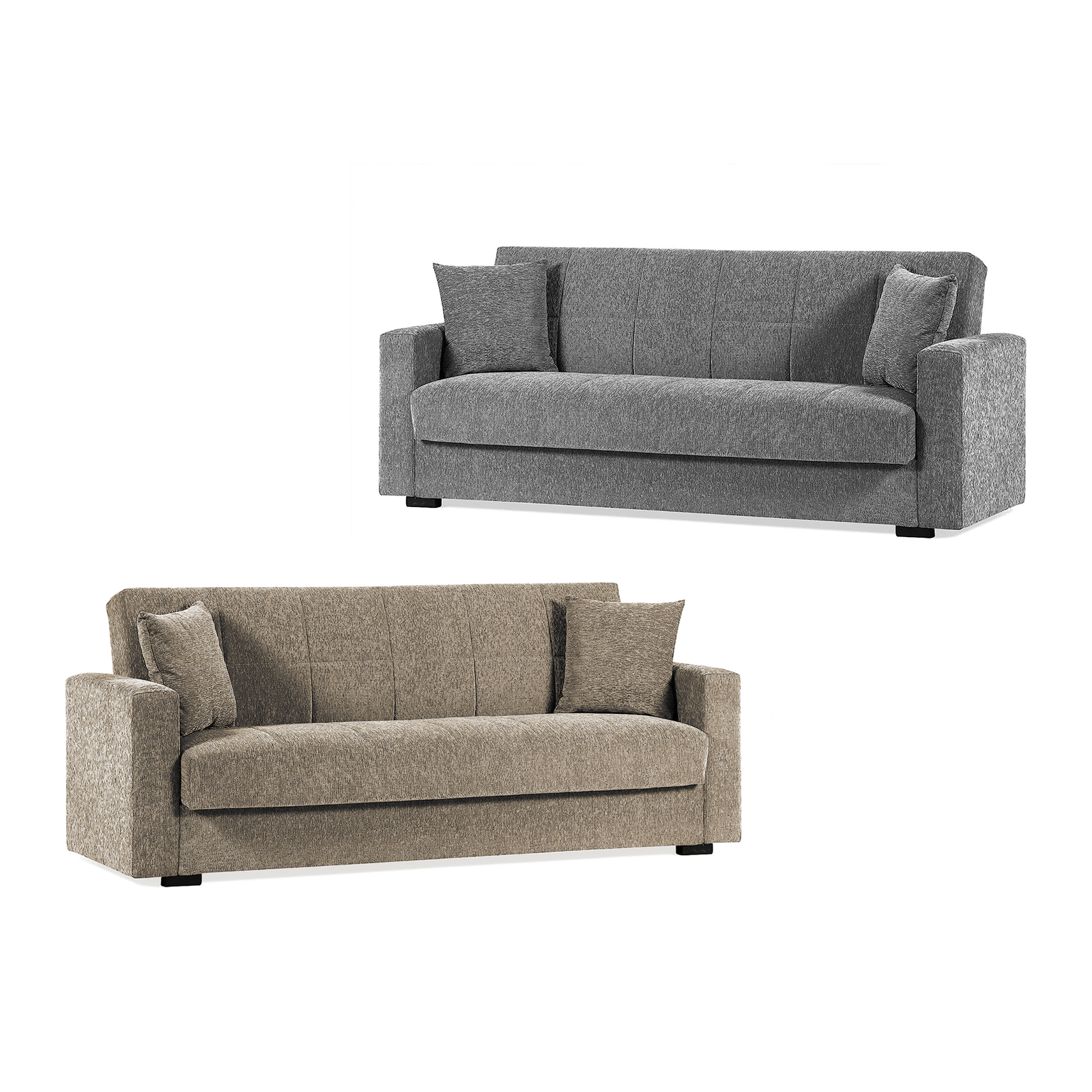 Modern double sofa bed with storage "Noa" in fabric 210x80 cm 90h