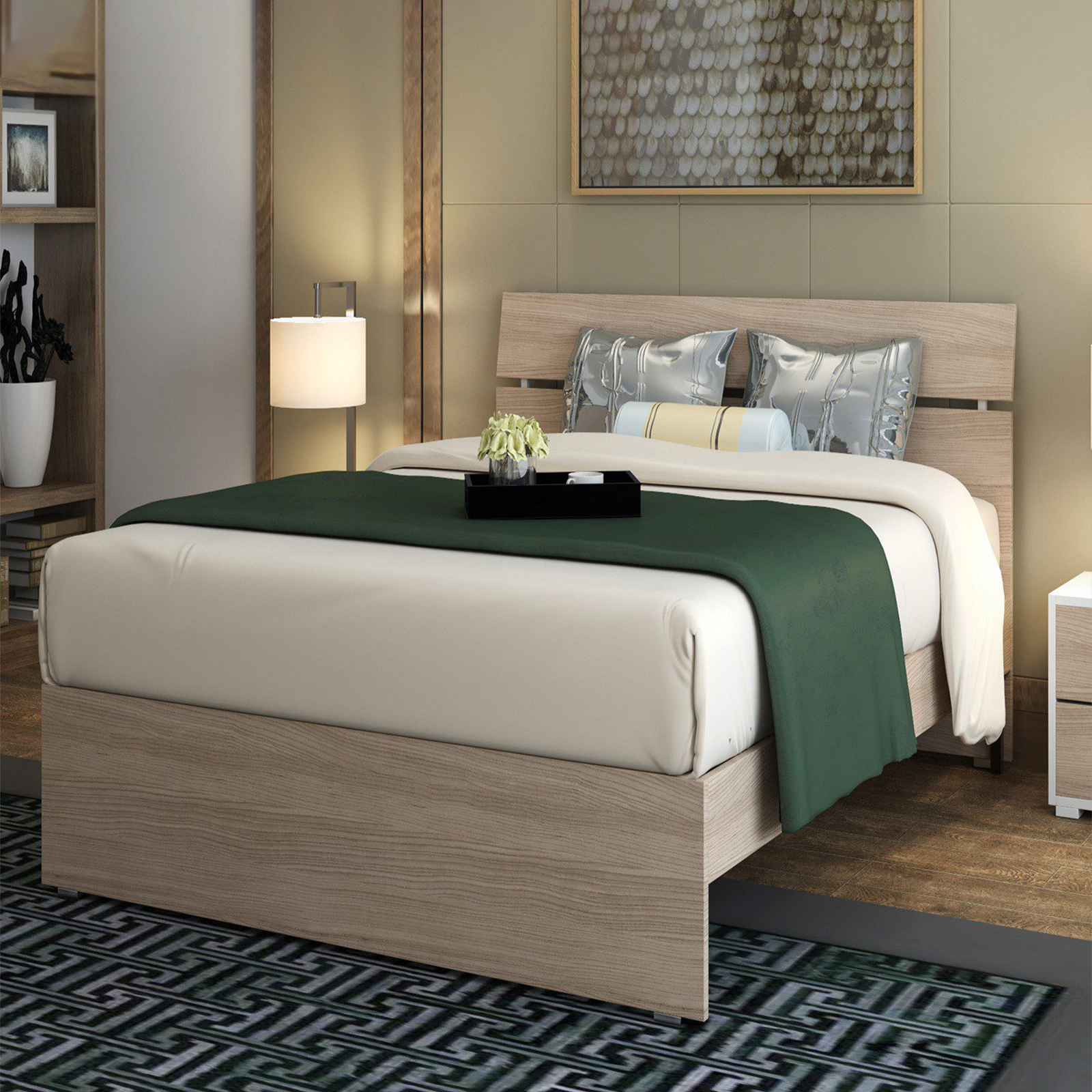 Single bed in elm wood "Modern" 200x85 cm 98h
