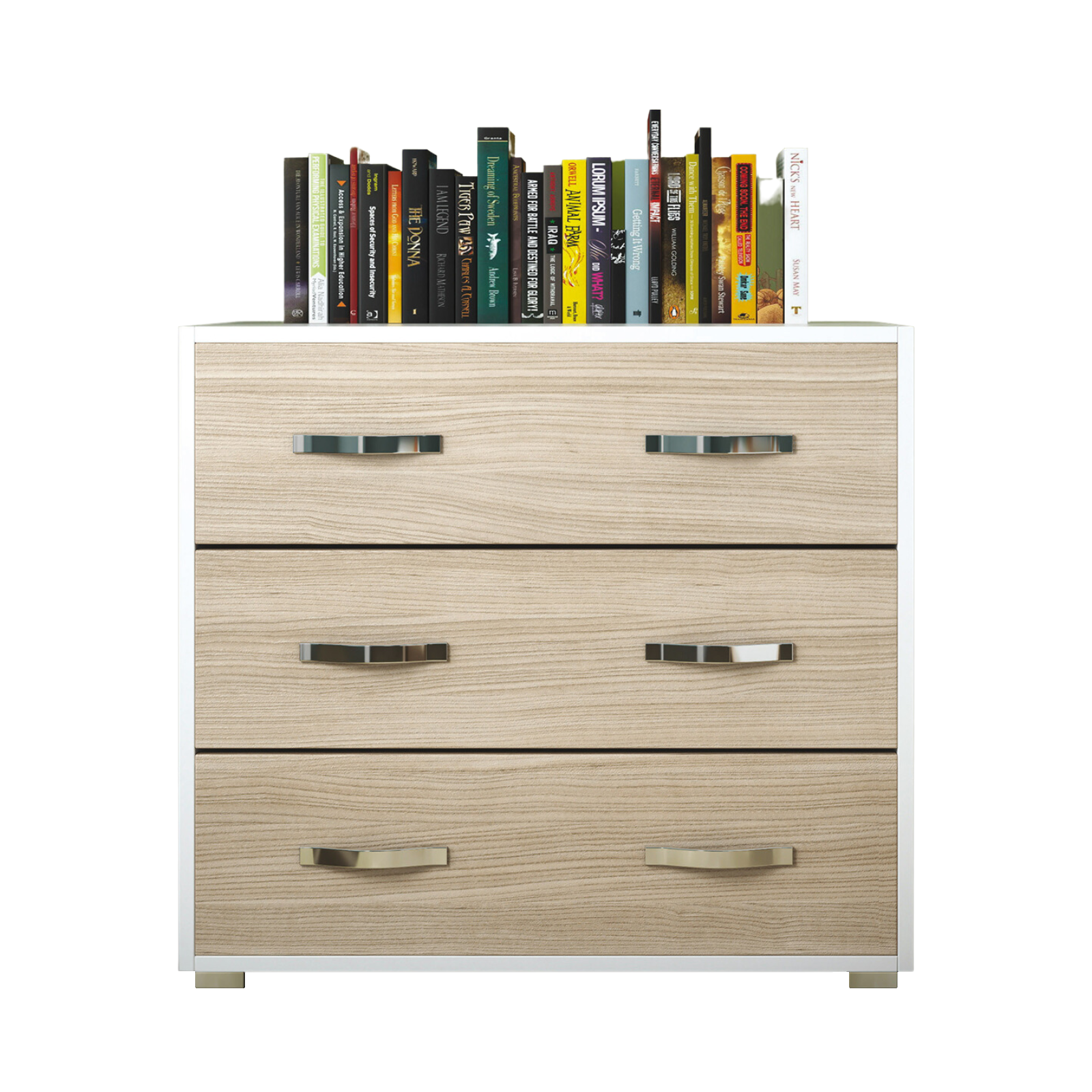 "Modern" wooden chest of drawers with 3 drawers, white/elm, 91x45 cm, 81h