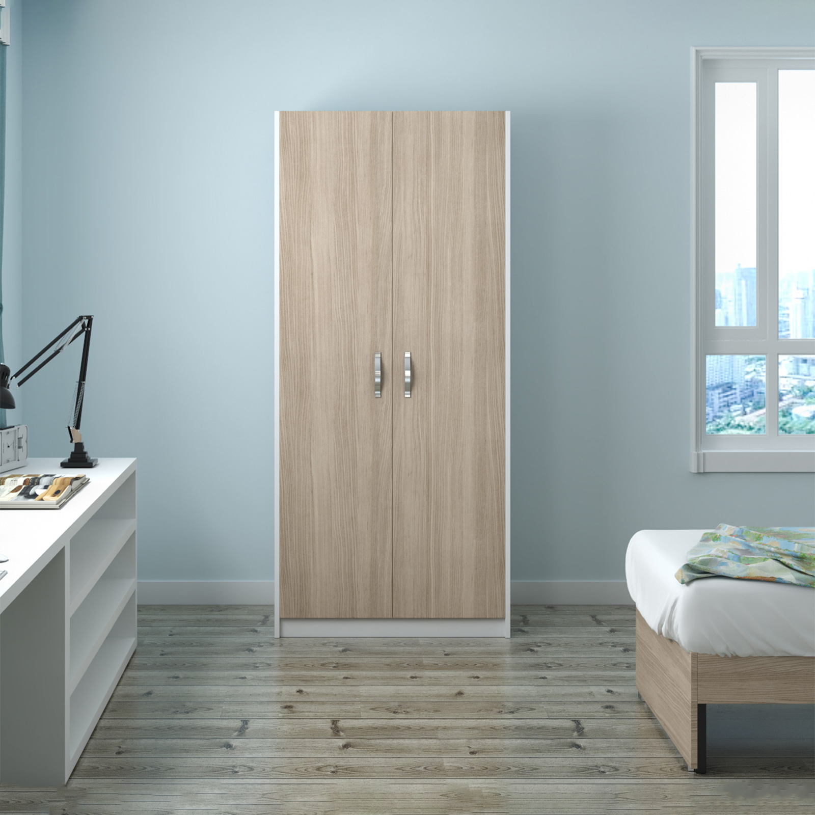 "Modern" 2-door wooden bedroom wardrobe, 91x52 cm, 210 cm high
