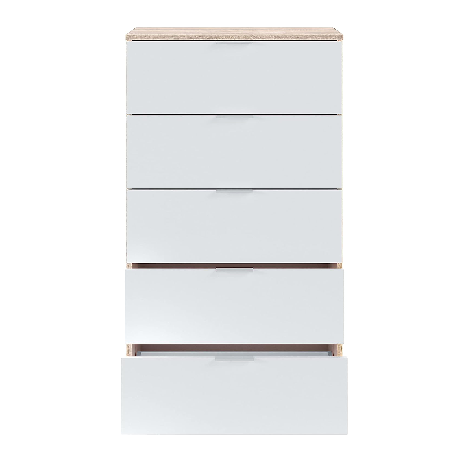 "LC" bedroom chest of drawers in oak wood with 5 drawers, 60x40 cm, 110 cm high.