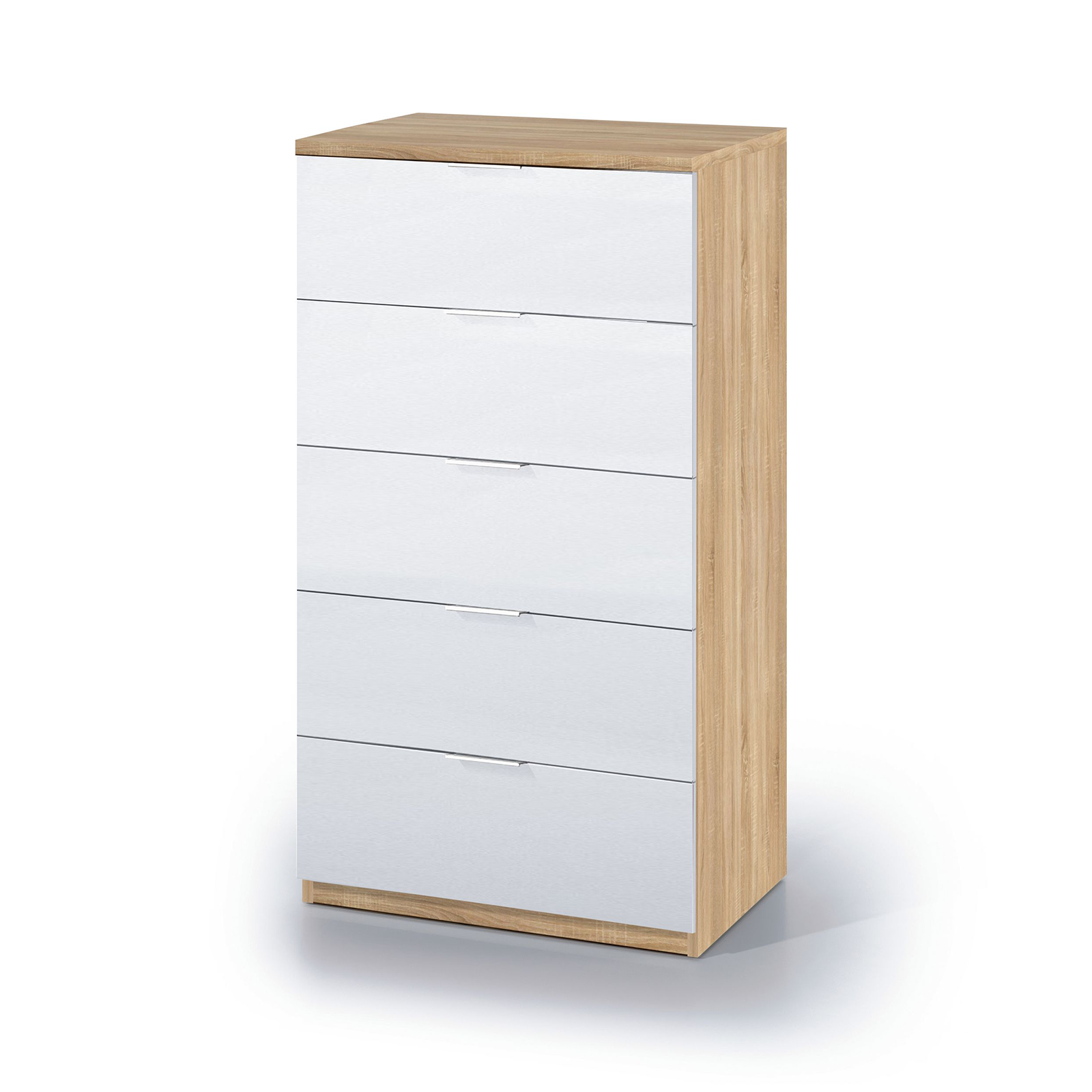 "LC" bedroom chest of drawers in oak wood with 5 drawers, 60x40 cm, 110 cm high.