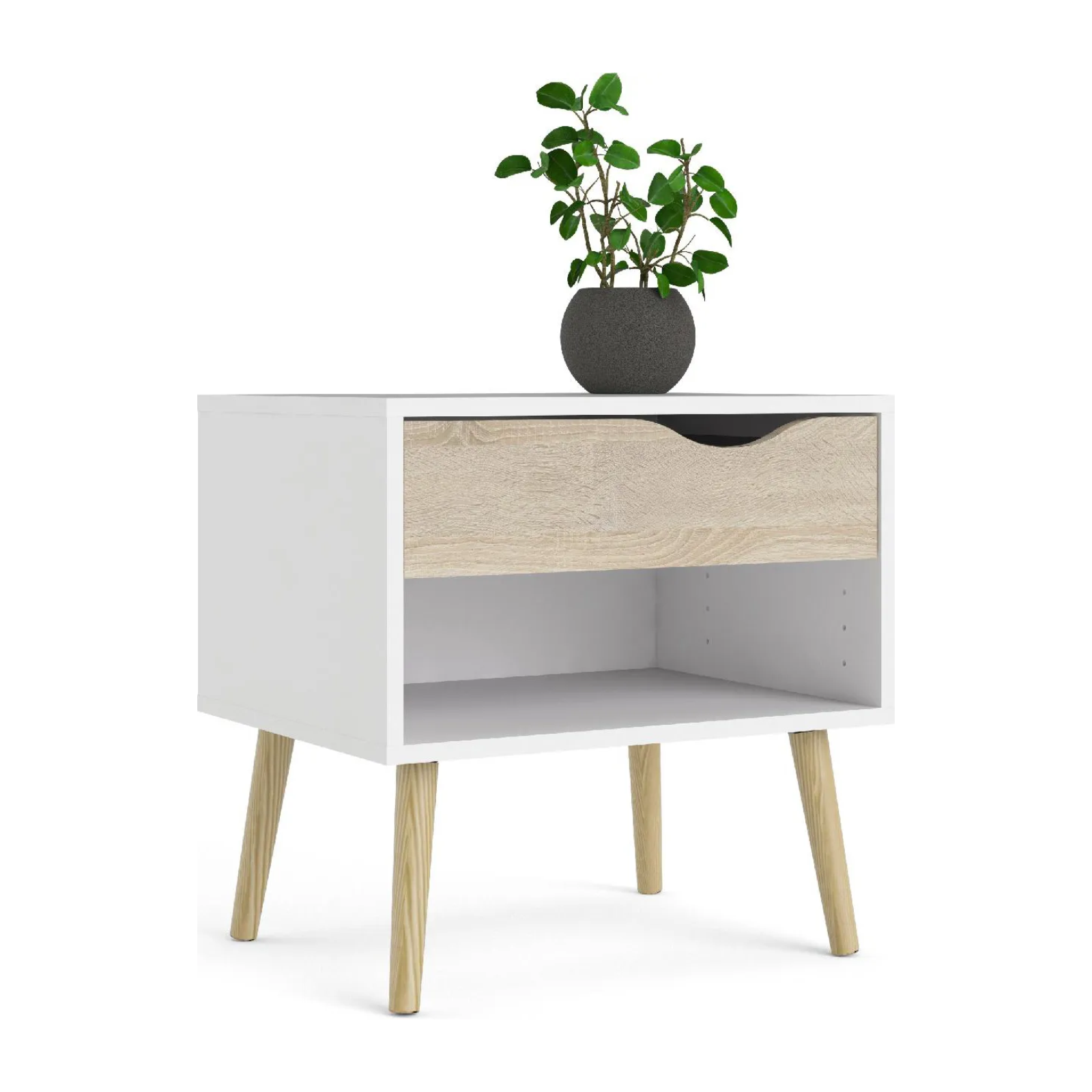 Modern wooden bedside table "Oslo" bedside cabinet with 1 drawer cm 50x39 50h