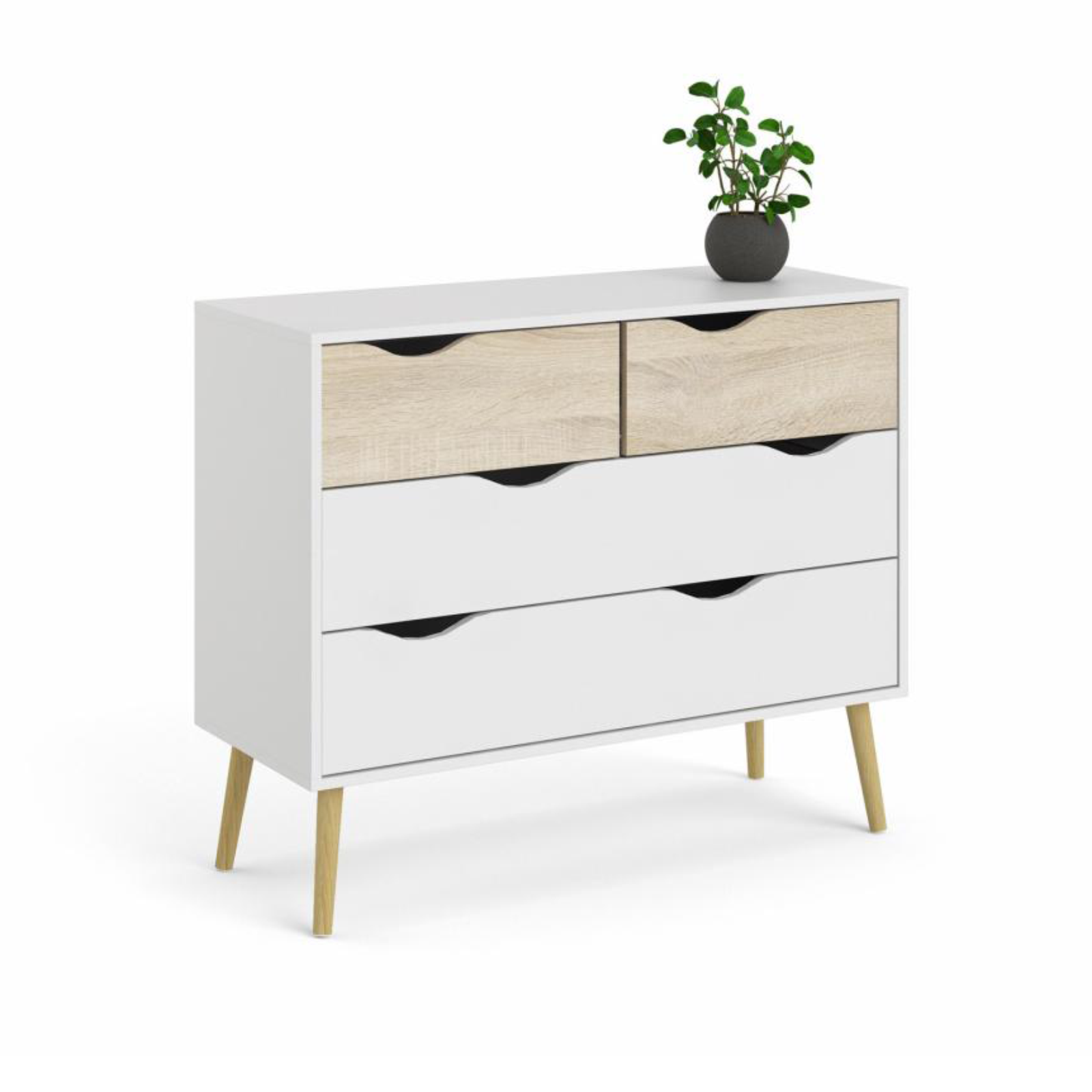 Modern "Oslo" bedroom chest of drawers in white and oak wood