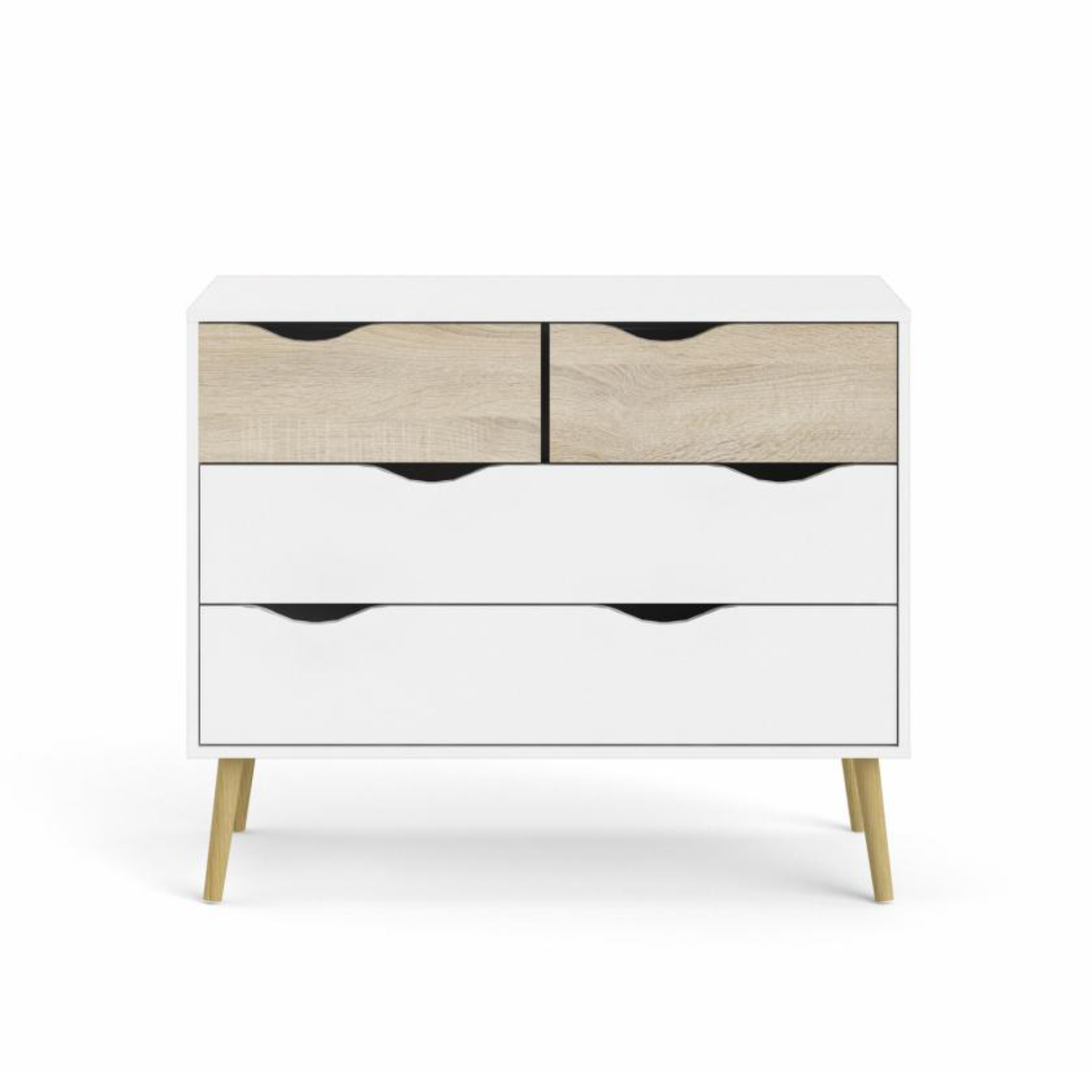 Modern "Oslo" bedroom chest of drawers in white and oak wood