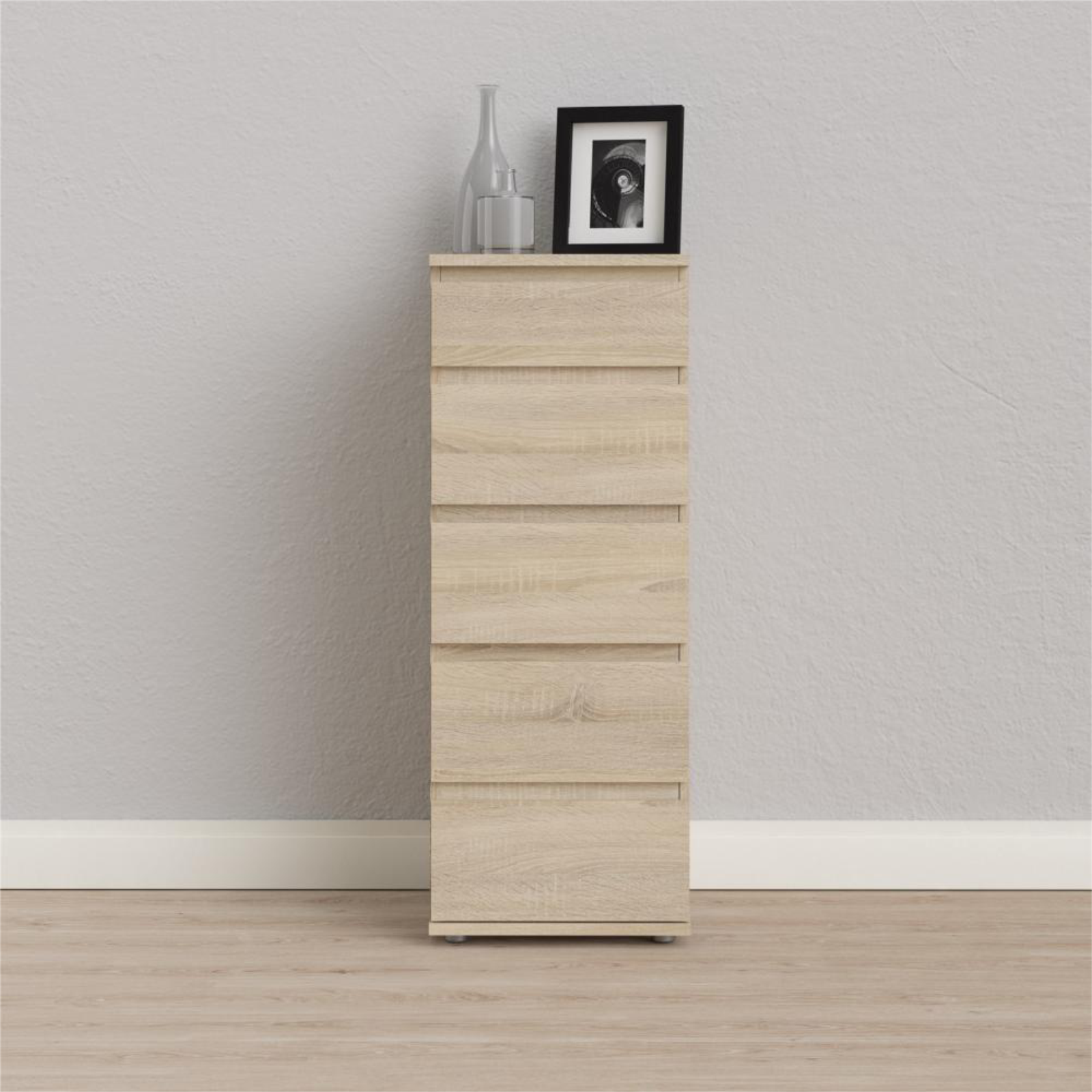 Modern "Nova" bedroom chest of drawers in white and oak wood
