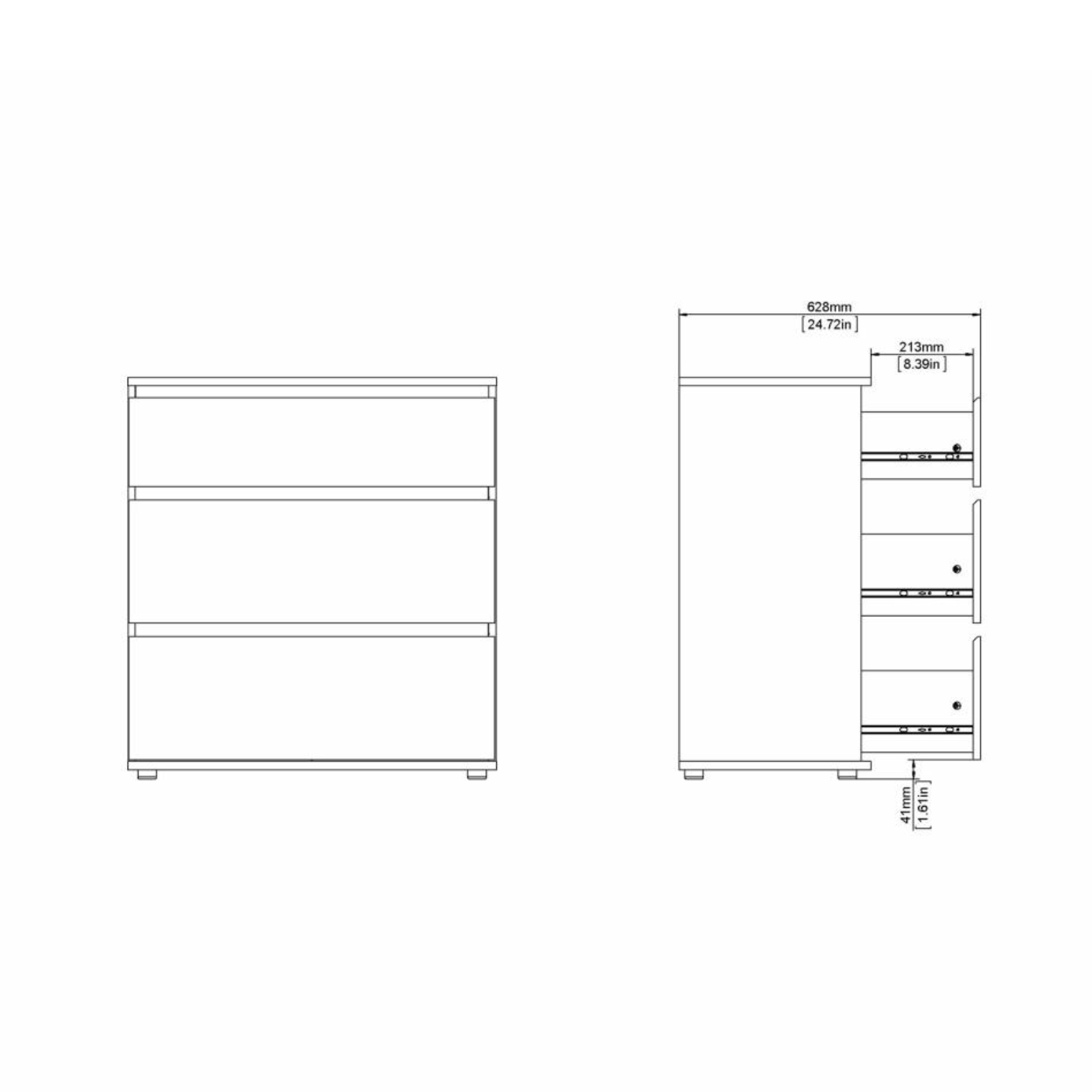 Modern "Nova" bedroom chest of drawers in white and oak wood