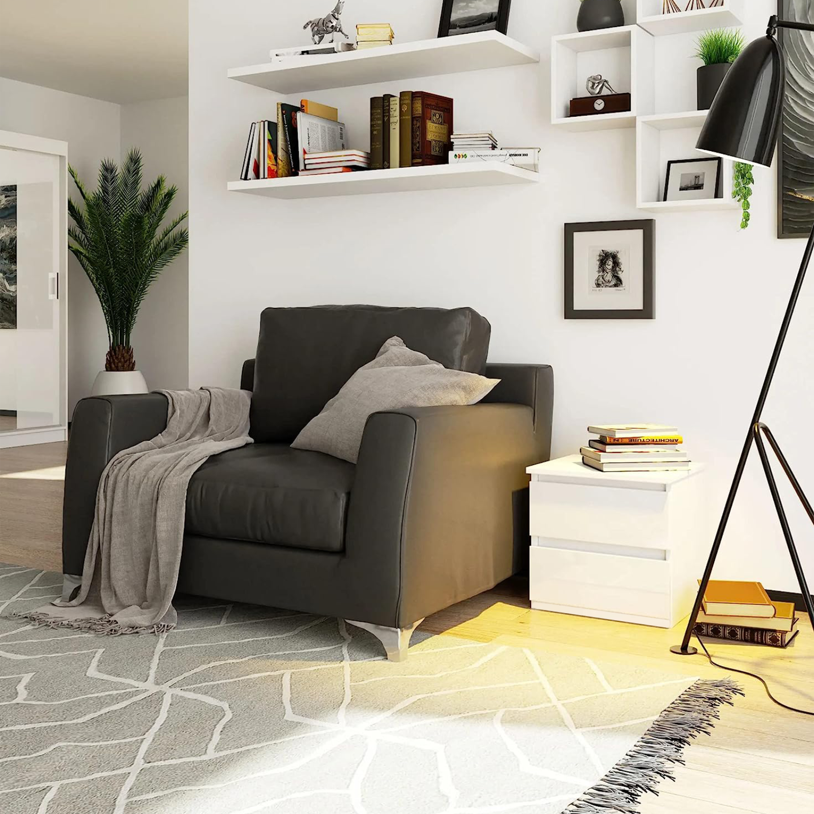 Modern wooden bedside table "Nova" bedside cabinet with 2 drawers cm 40x34 48h