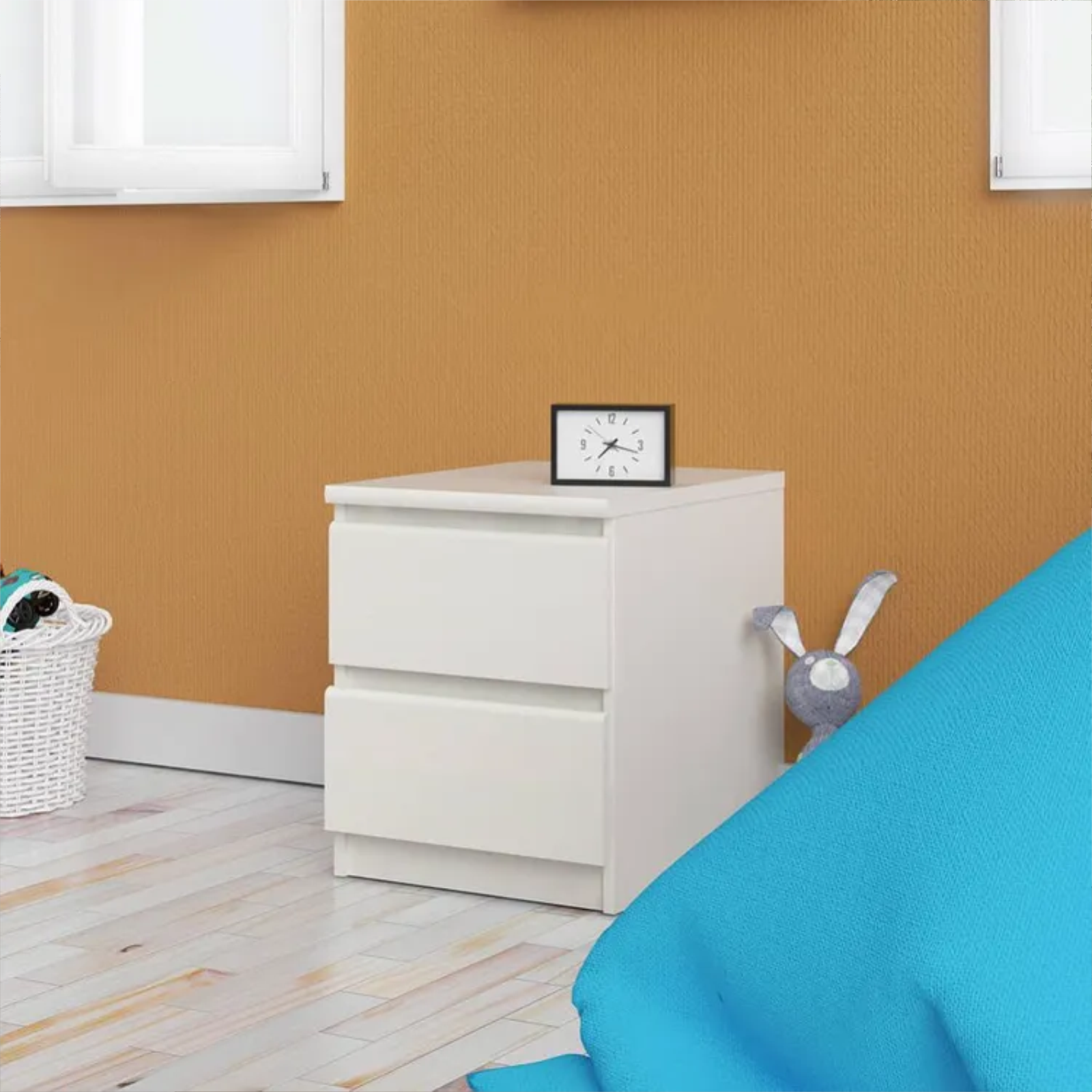 Modern wooden bedside table "Nova" bedside cabinet with 2 drawers cm 40x34 48h