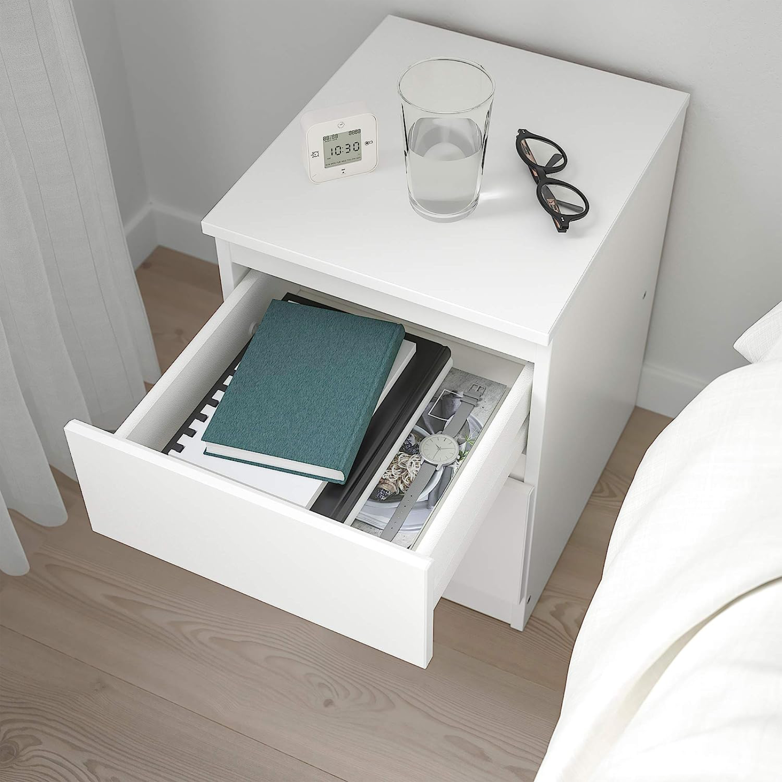 Modern wooden bedside table "Nova" bedside cabinet with 2 drawers cm 40x34 48h
