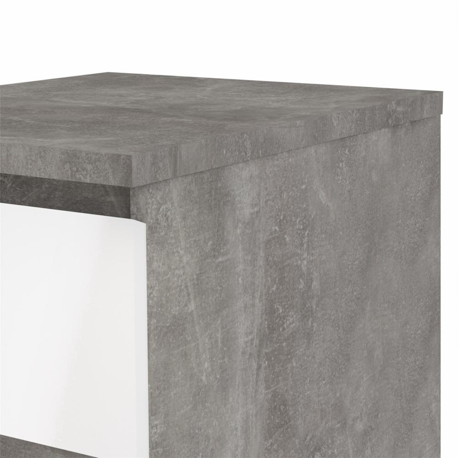 Modern "Naia" bedroom chest of drawers in white wood and concrete