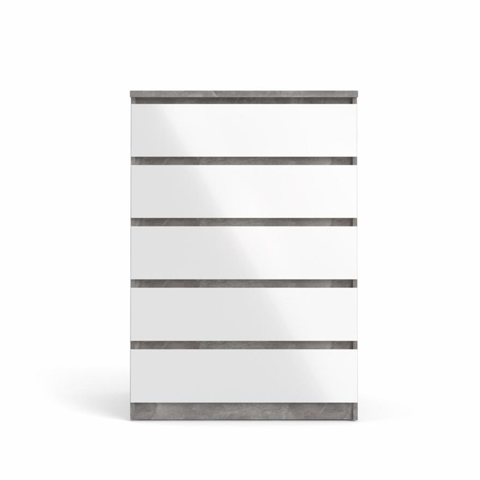 Modern "Naia" bedroom chest of drawers in white wood and concrete