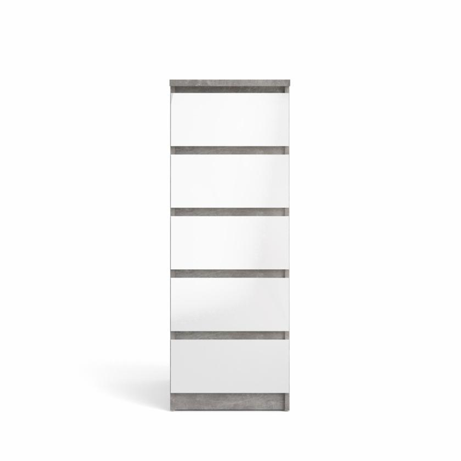 Modern "Naia" bedroom chest of drawers in white wood and concrete