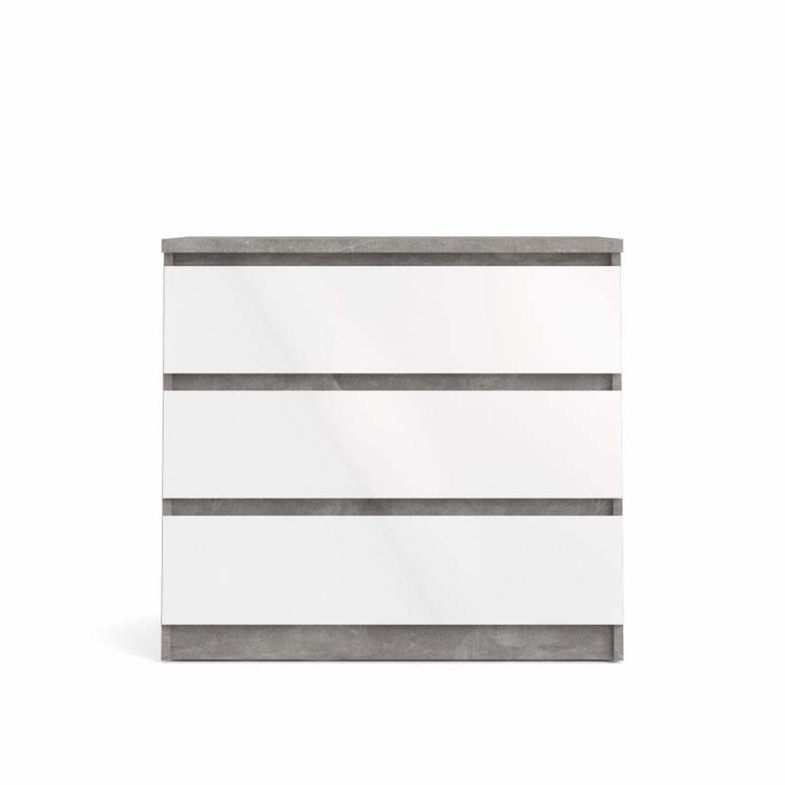 Modern "Naia" bedroom chest of drawers in white wood and concrete