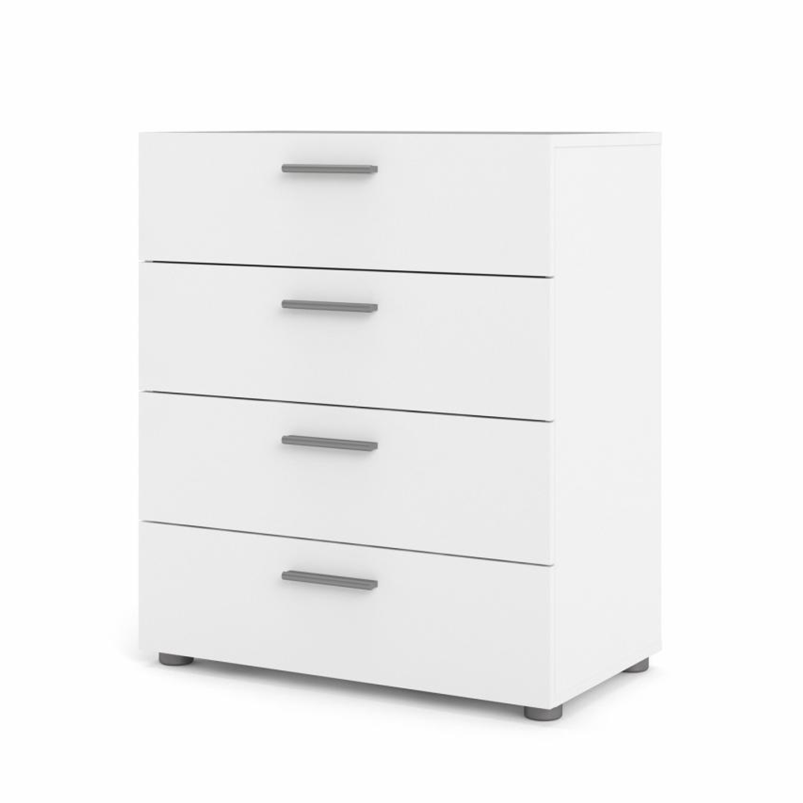 Modern chest of drawers "Pepe" in white wood and oak 4 drawers 70x40 cm 82h