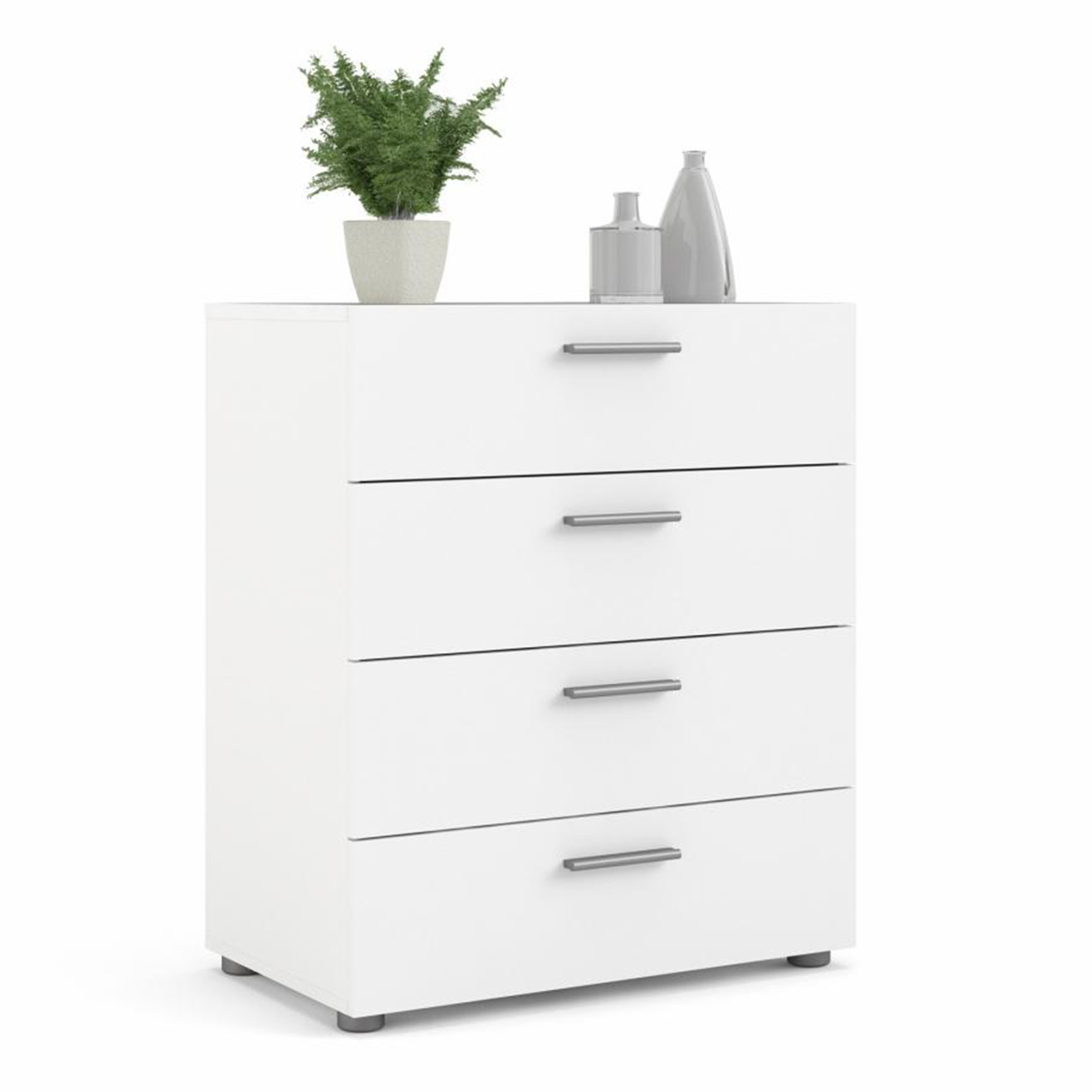 Modern chest of drawers "Pepe" in white wood and oak 4 drawers 70x40 cm 82h