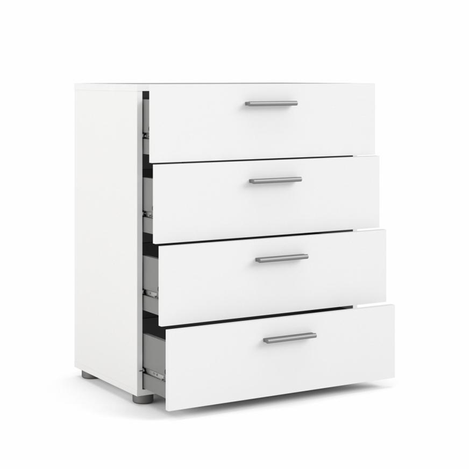 Modern chest of drawers "Pepe" in white wood and oak 4 drawers 70x40 cm 82h