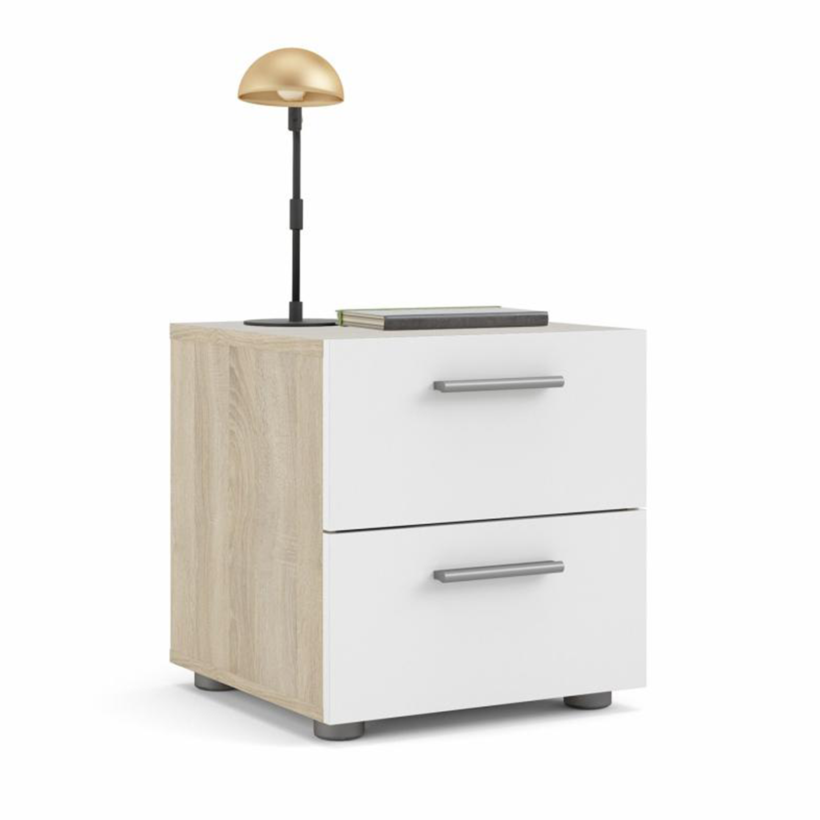 Modern wooden bedside table "Pepe" bedside cabinet with 2 drawers cm 40x40 42h