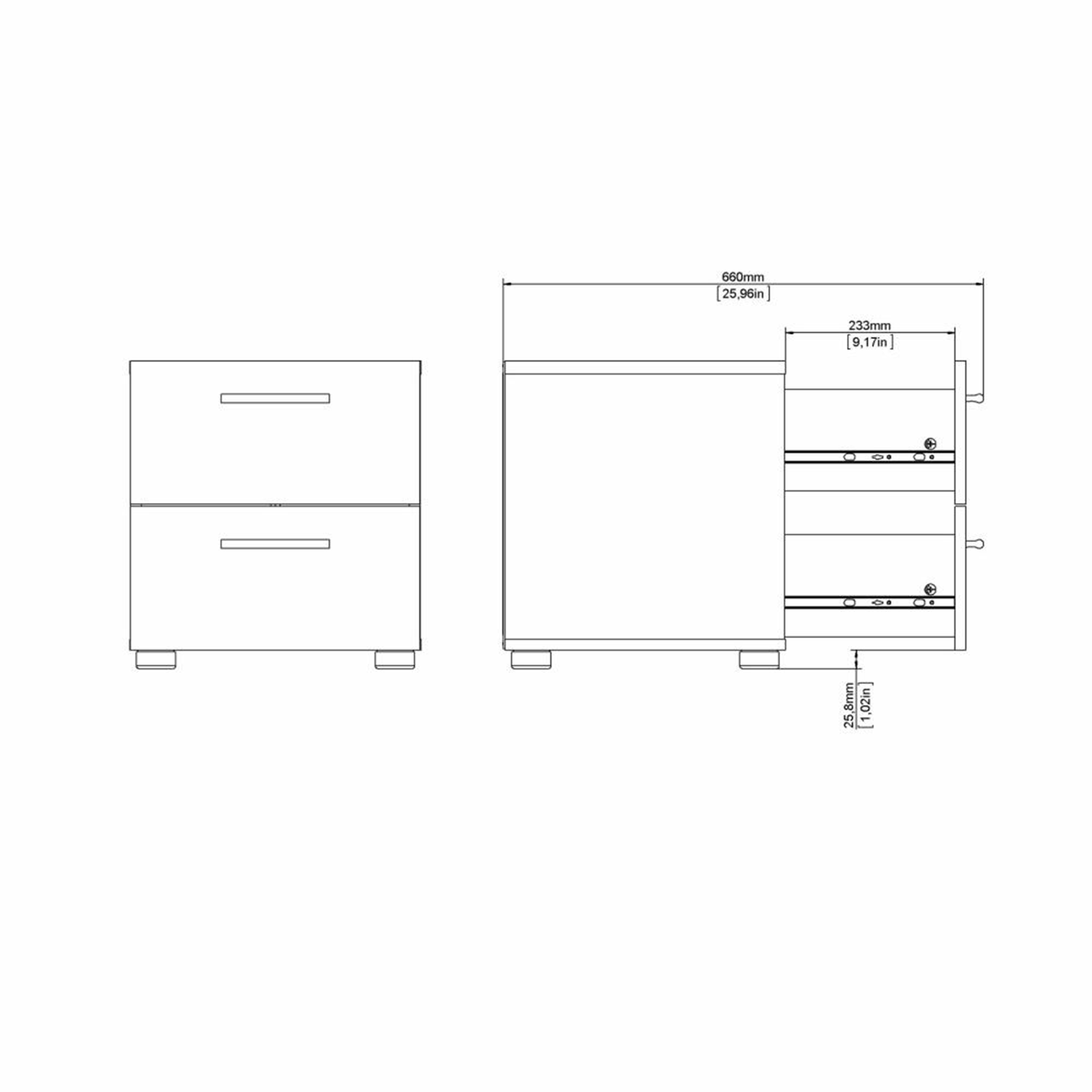 Modern wooden bedside table "Pepe" bedside cabinet with 2 drawers cm 40x40 42h