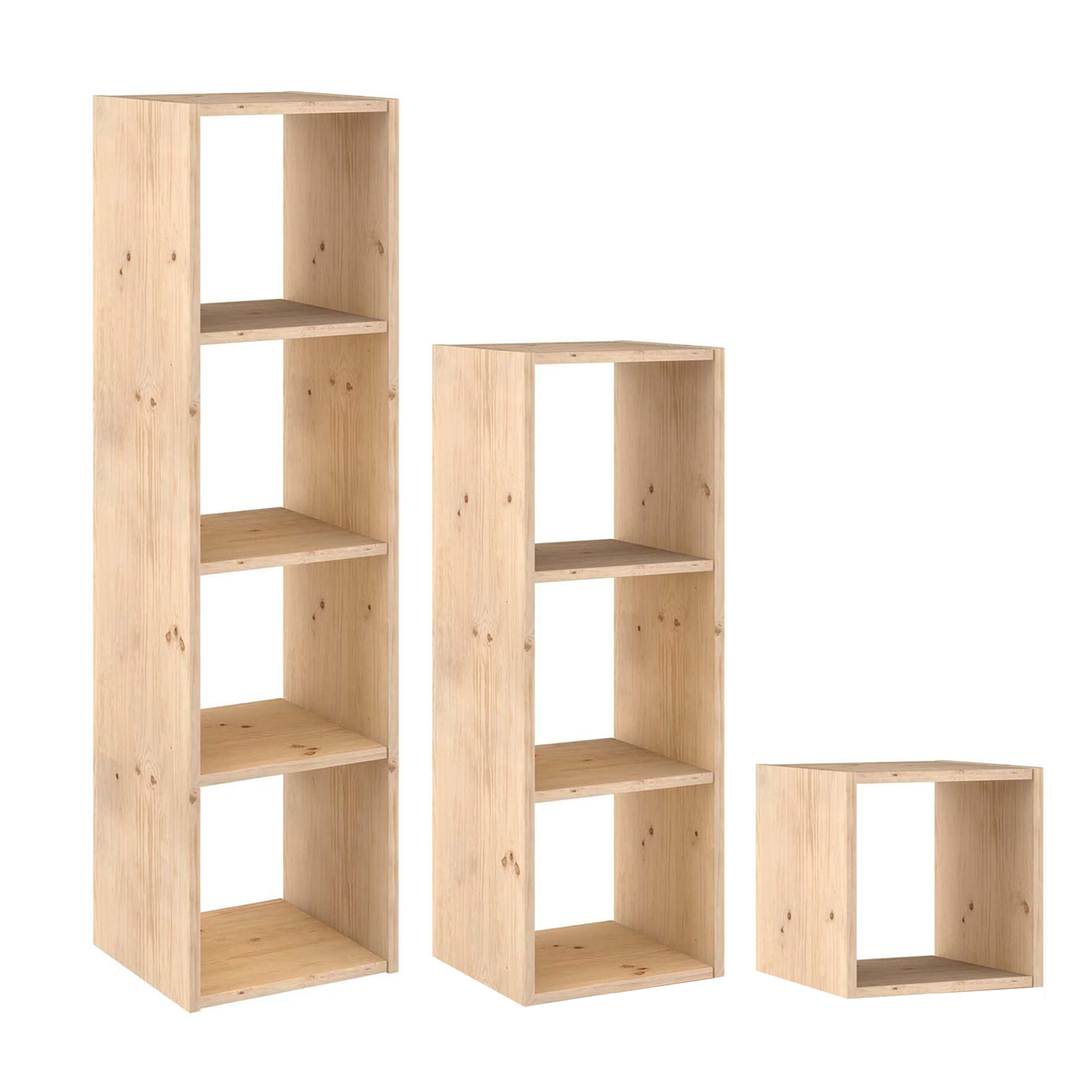 "Cubo" modular wooden bookcase, wall-mounted shelf with open compartments