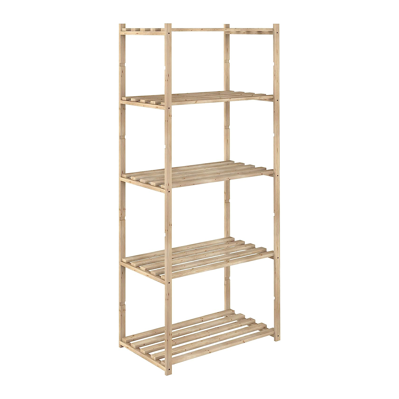 "Natura" open shelf in pine wood with 5 shelves, 65x40 cm, 171h