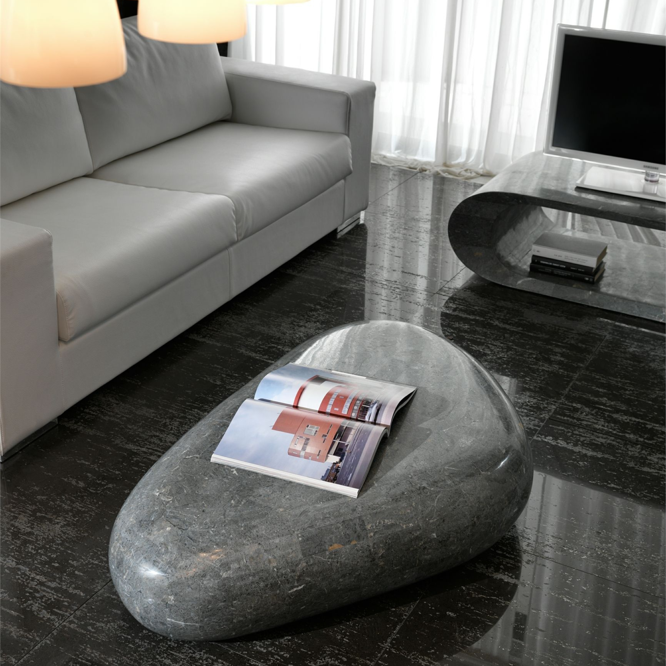 "Sandu" fossil stone coffee table