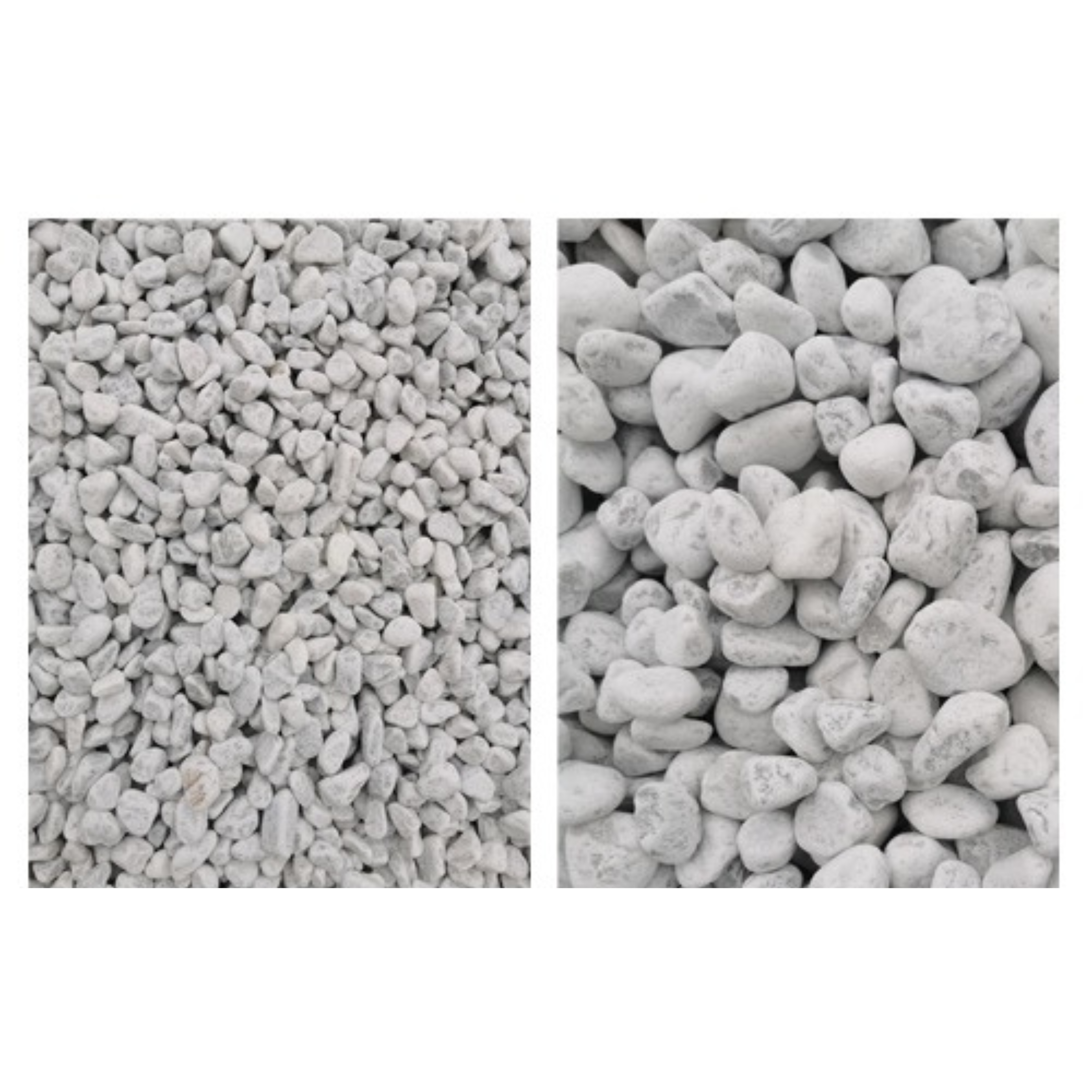 White Carrara marble pebbles for garden decoration in 20 kg bags