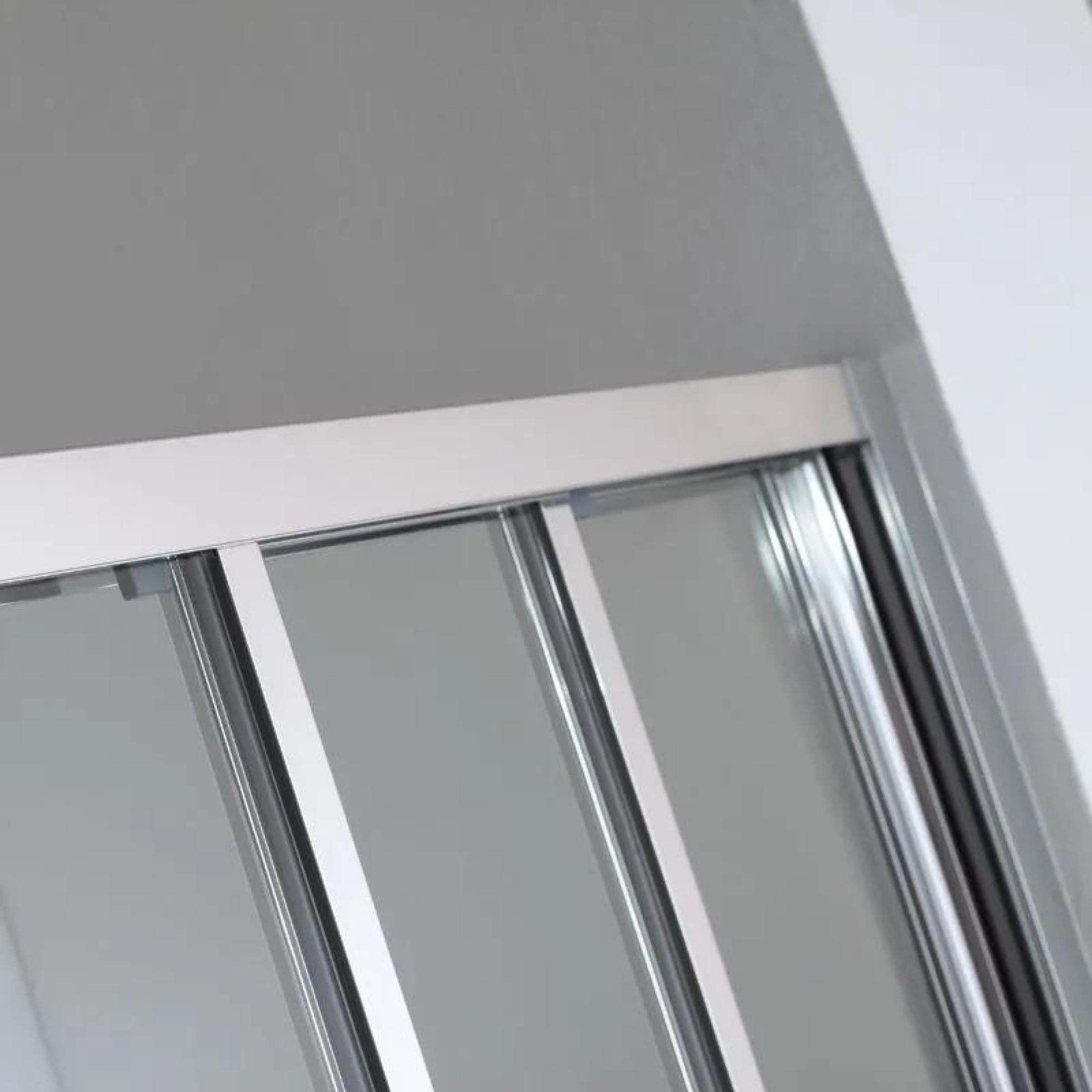 "Stella" 3-door shower niche door in chromed aluminum and tempered glass