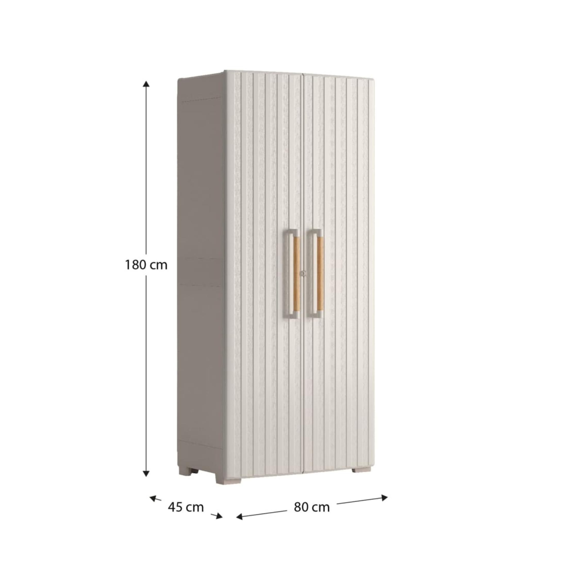 "Groove" resin garden cabinet with internal shelves and raised feet