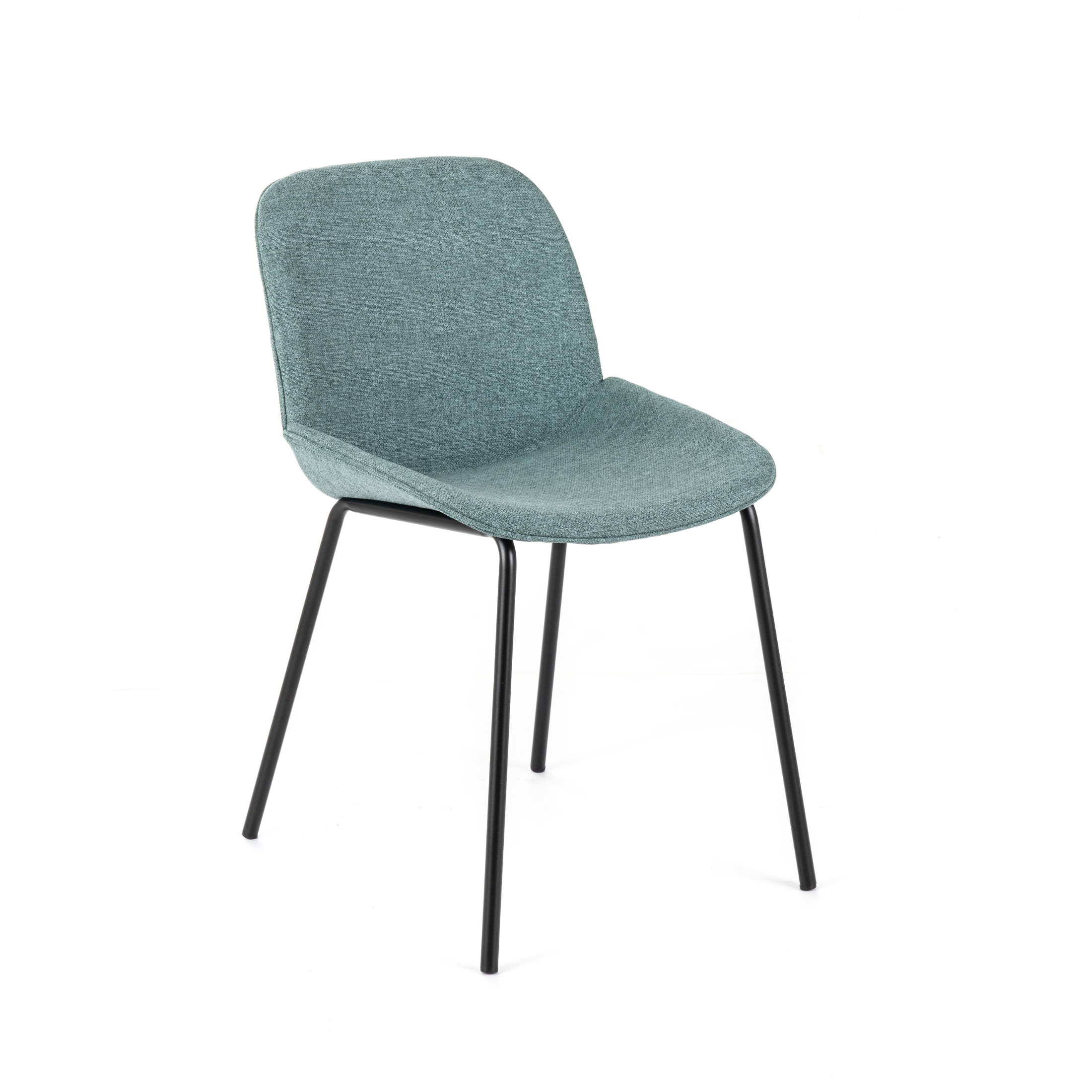 Set of "Sami" fabric dining chairs with elegant modern painted metal legs