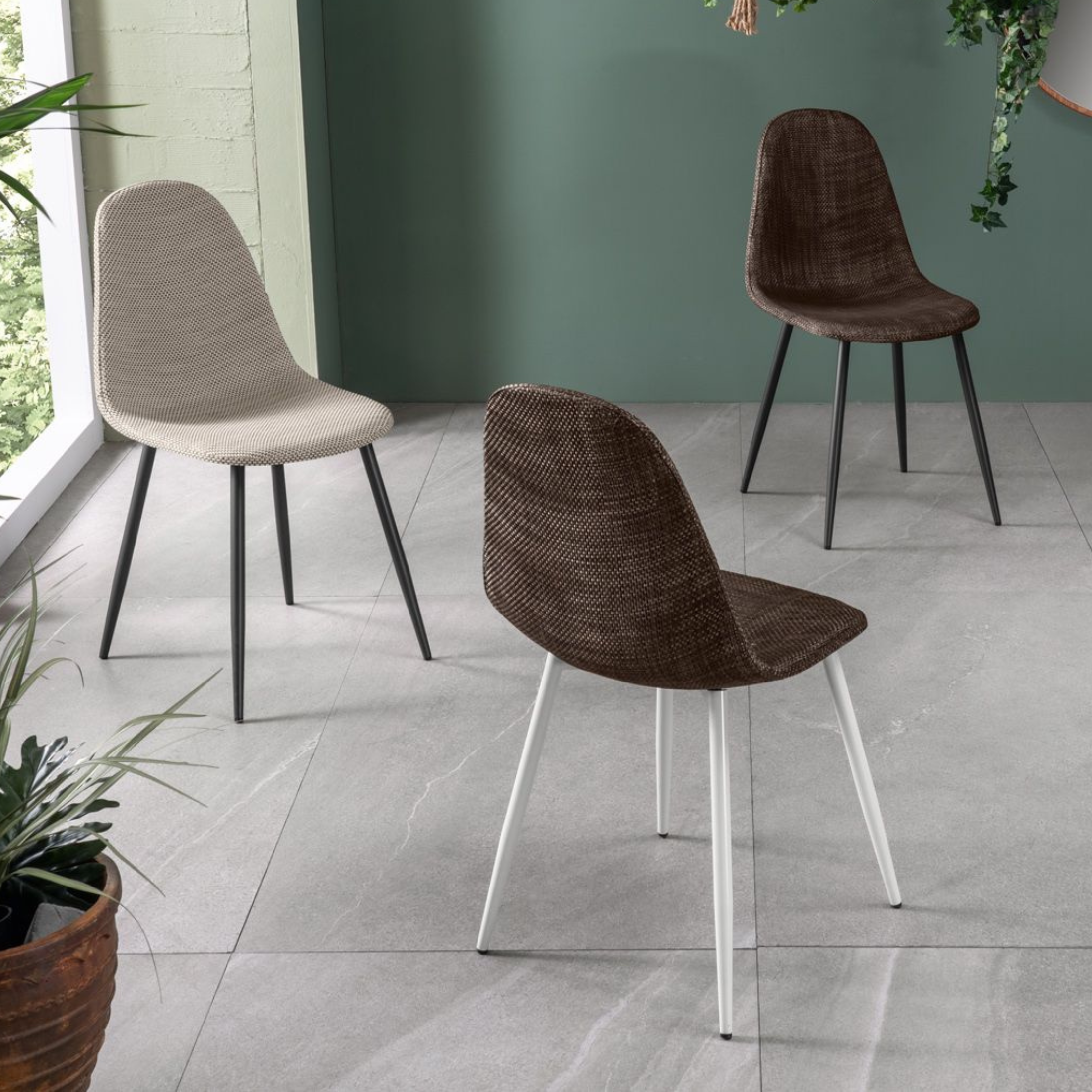 Vintage "Florida" Rattan Faux Leather Dining Chair Set