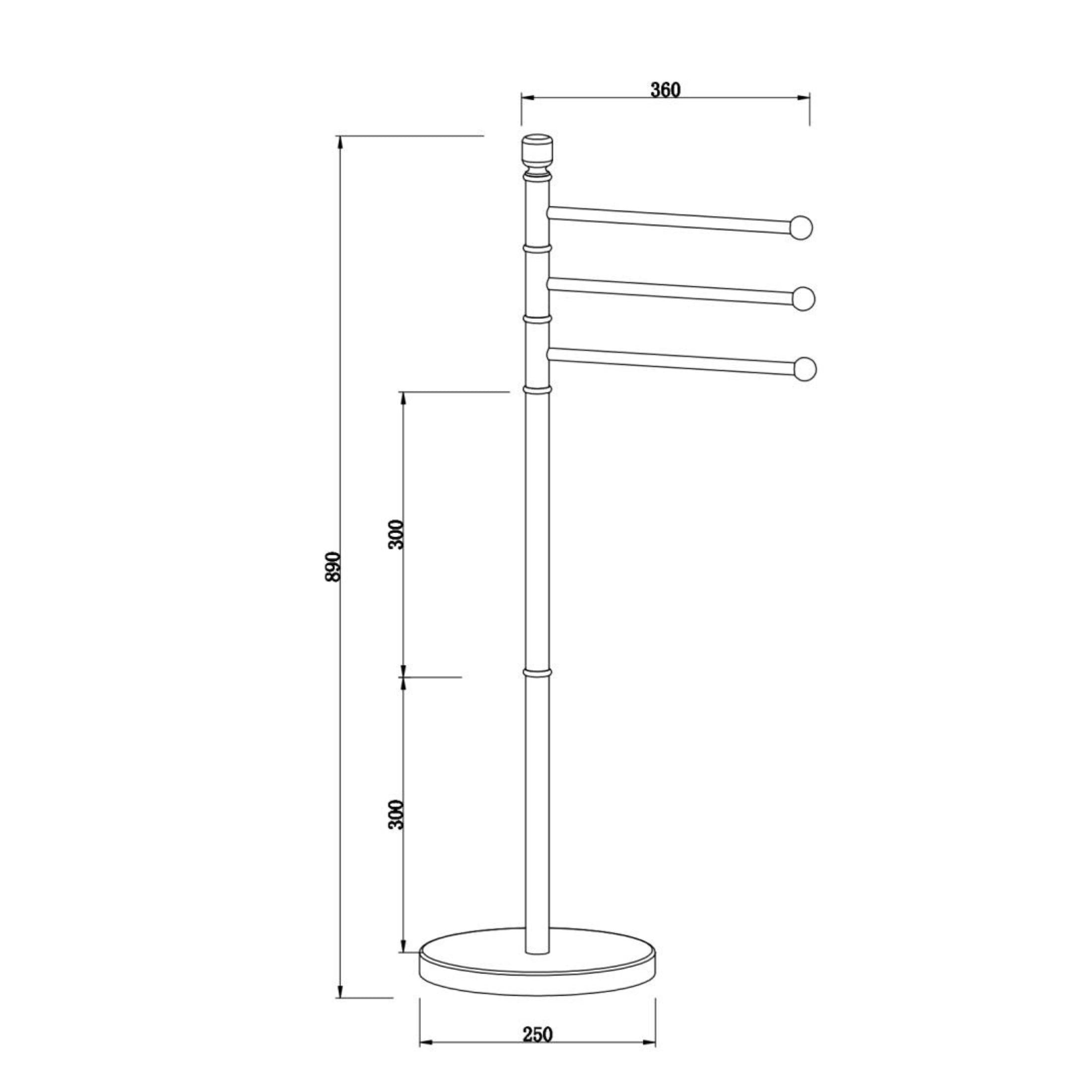 "Matthias" chrome-plated steel floor lamp with 3 towel holders