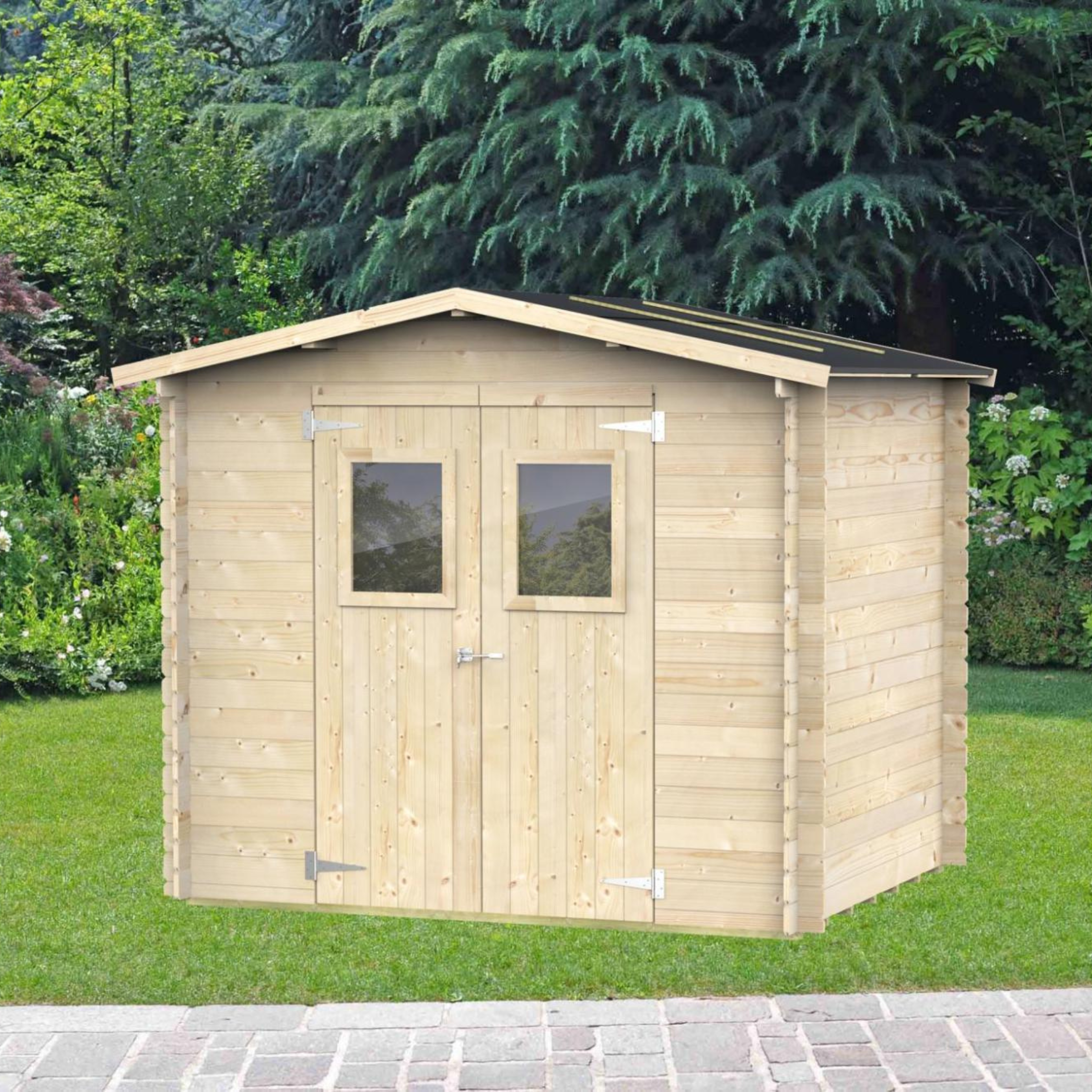 "Hobby" wooden garden house, 248x198 cm, 217 cm high, double door with windows