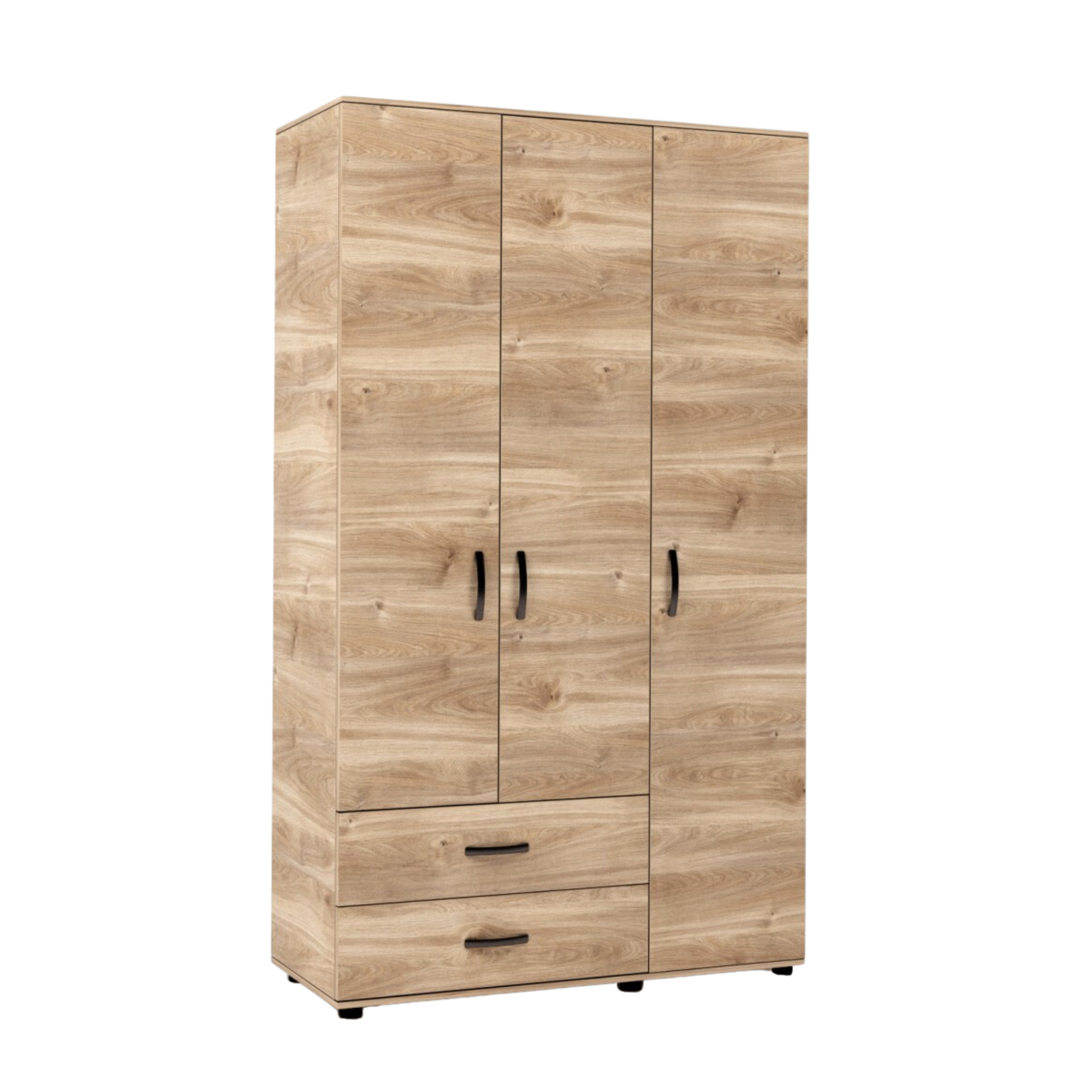 Modern "Classy" wooden wardrobe with 3 doors and 2 drawers, 120x52 cm, 205 cm high