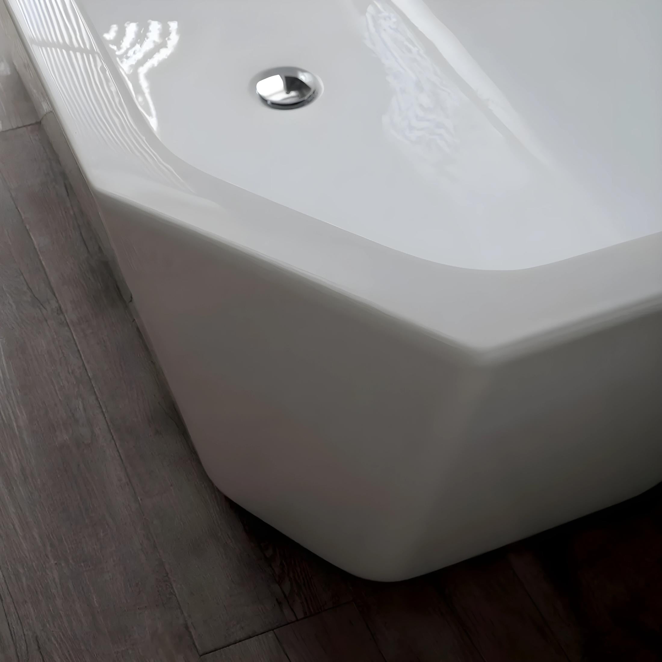 "Beatrice" freestanding octagonal bathtub in white acrylic, 161x74 cm, 56h